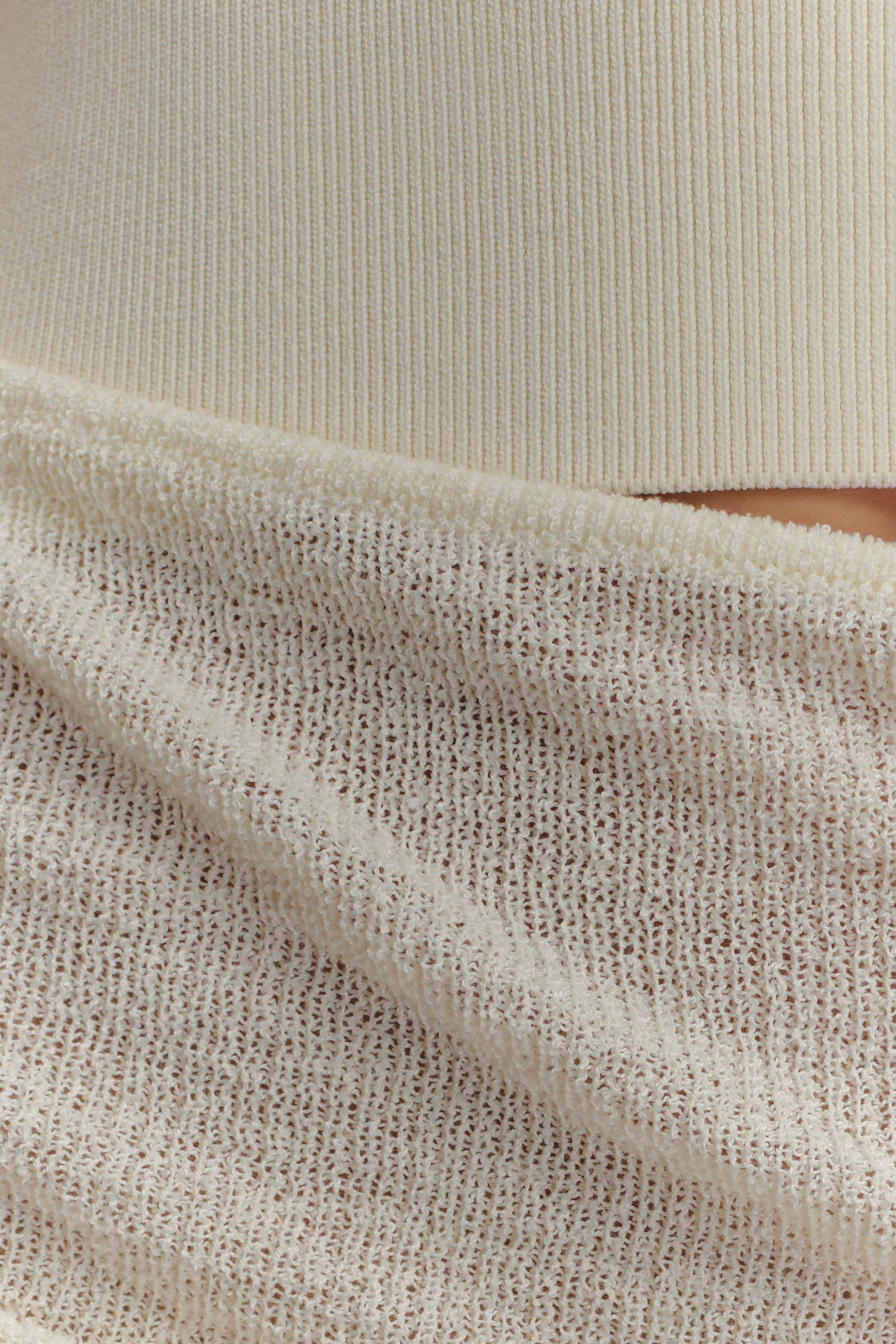 Cali Drape Skirt Knit Mini Dress - Ivory - Image 7