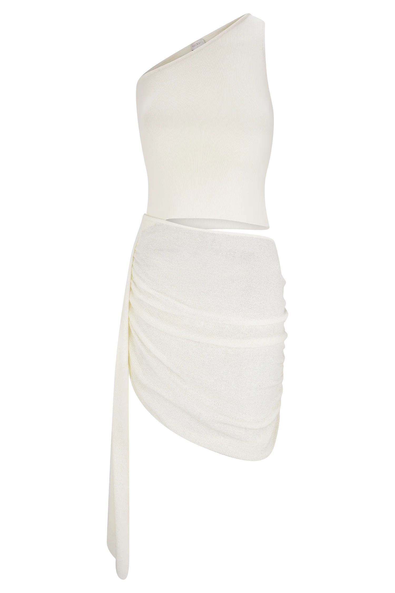 Cali Drape Skirt Knit Mini Dress - Ivory - Image 9