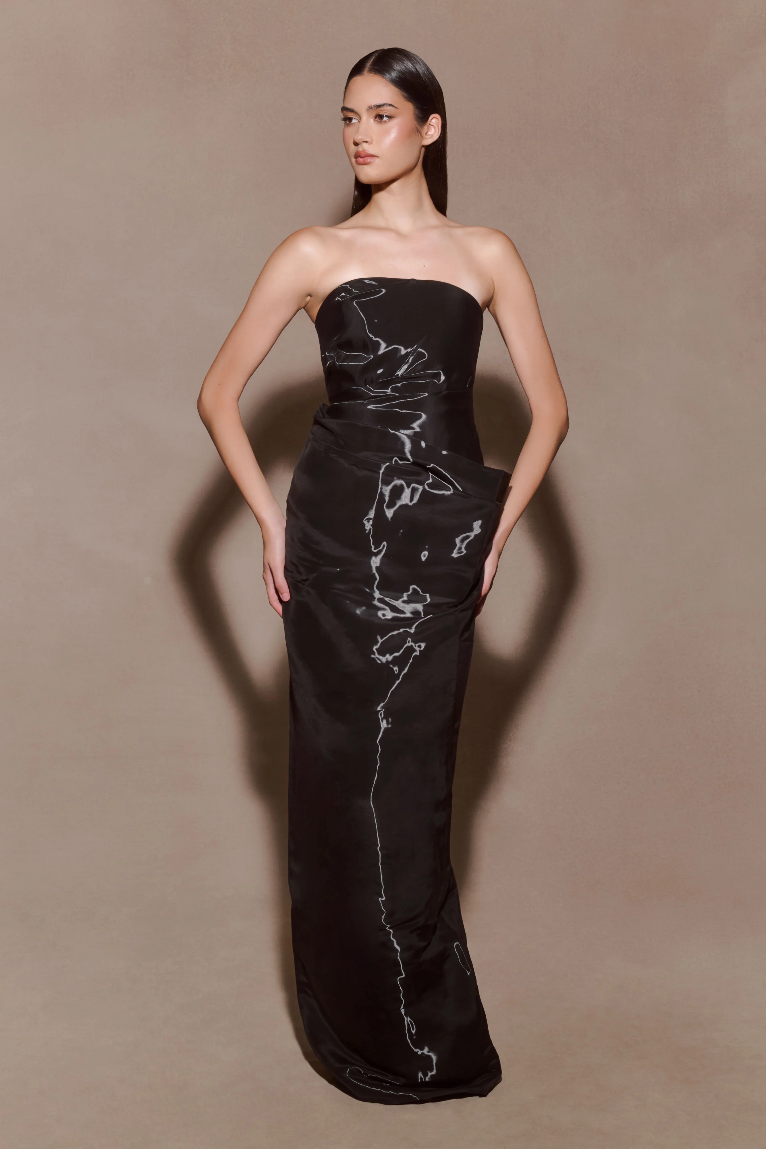 Calliope Strapless Organza Maxi Dress - Black - Image 3