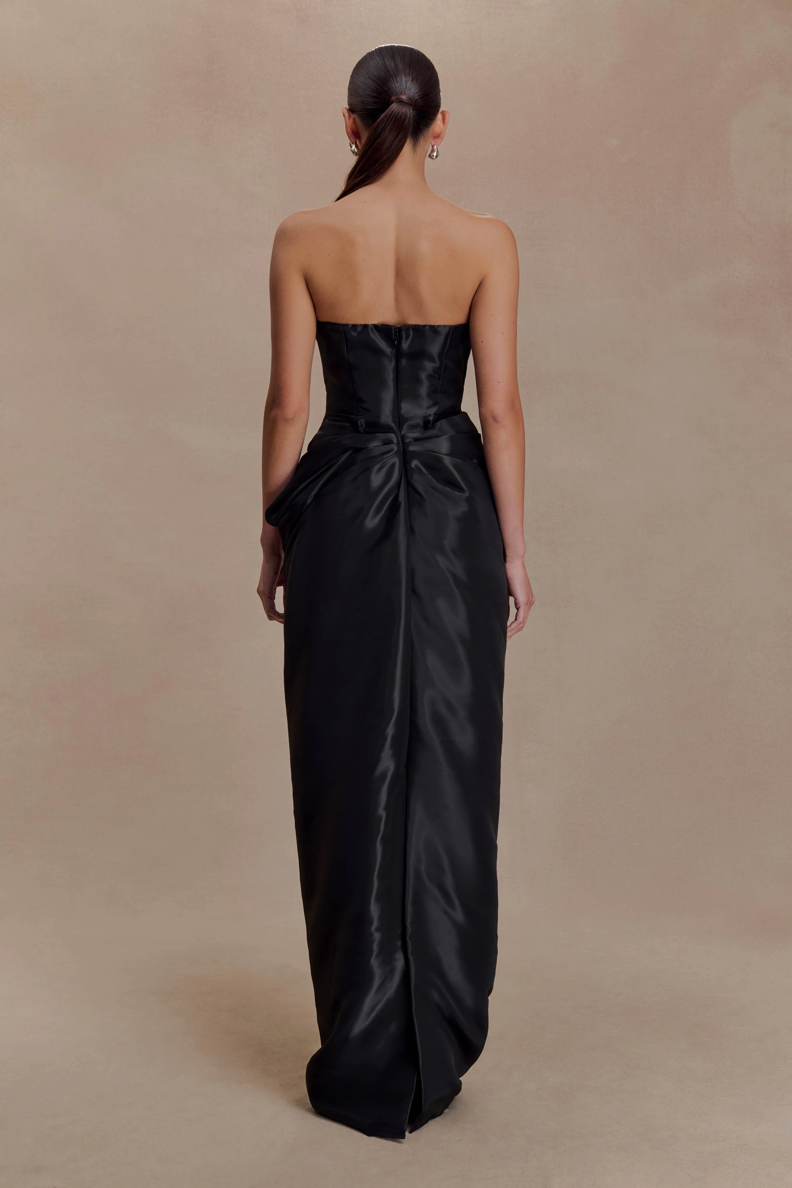 Calliope Strapless Organza Maxi Dress - Black - Image 5