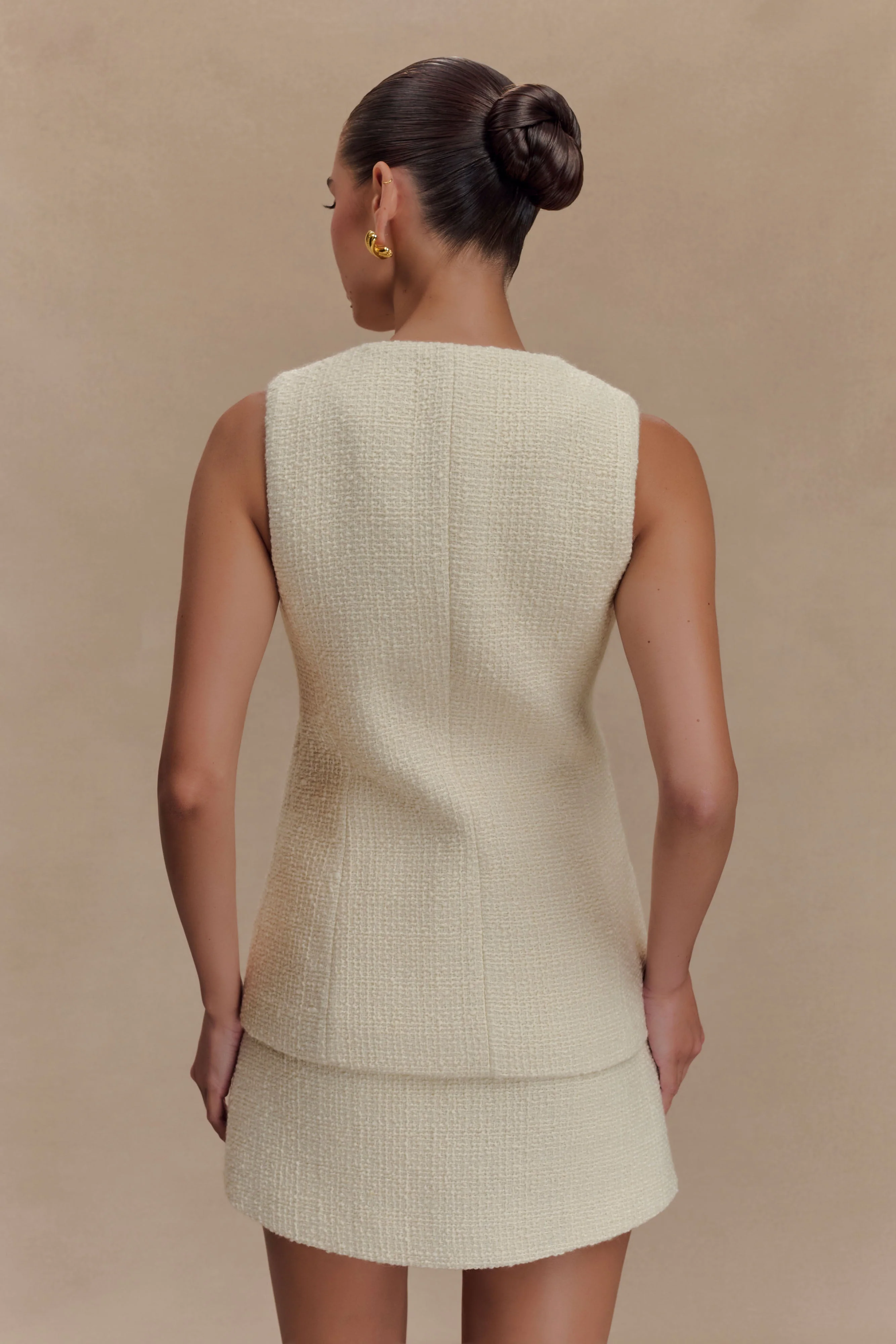 Camilla Boucle Sleeveless Vest - Ivory - Image 3