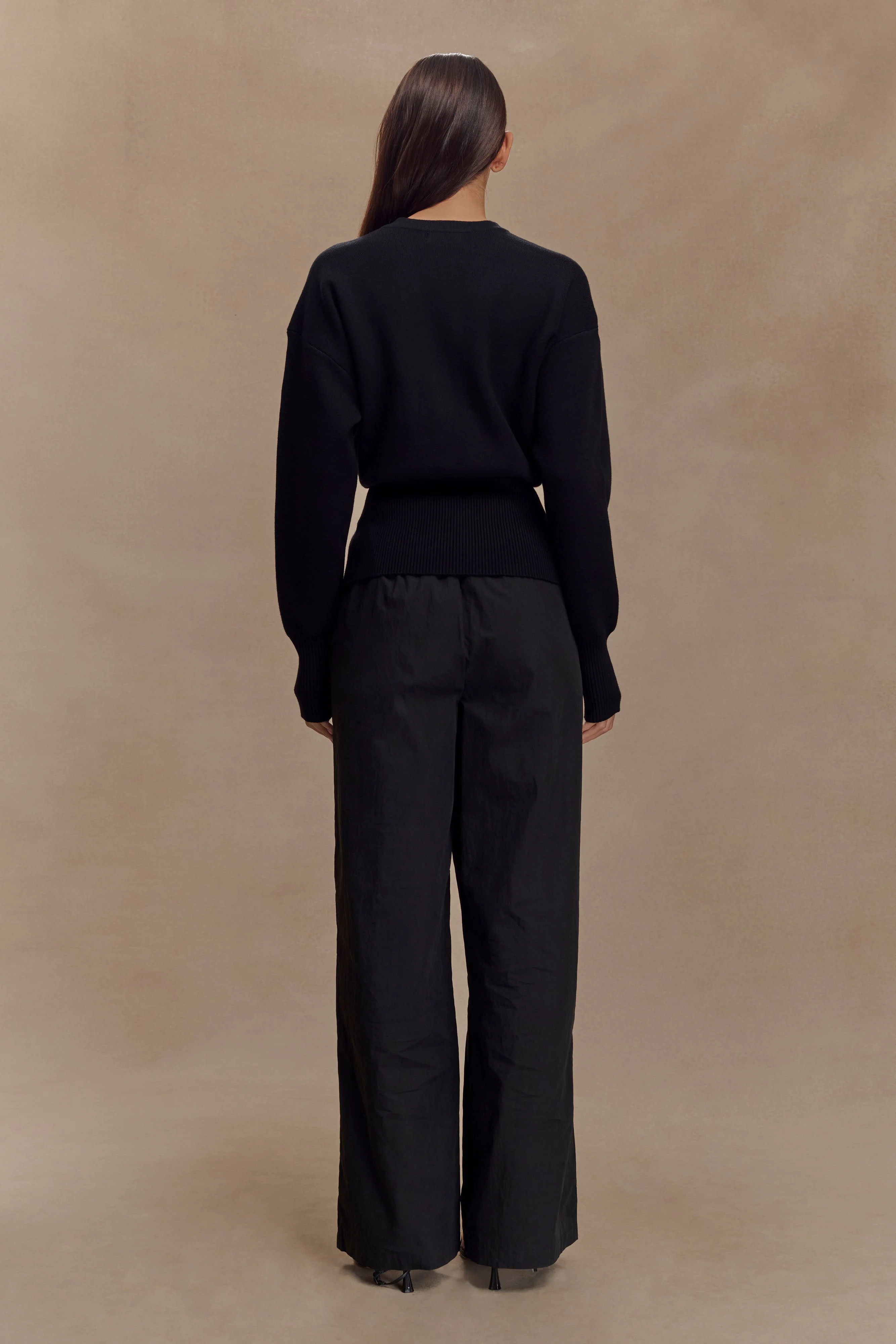 Campbell Cotton Wide Leg Pants - Black - Image 4