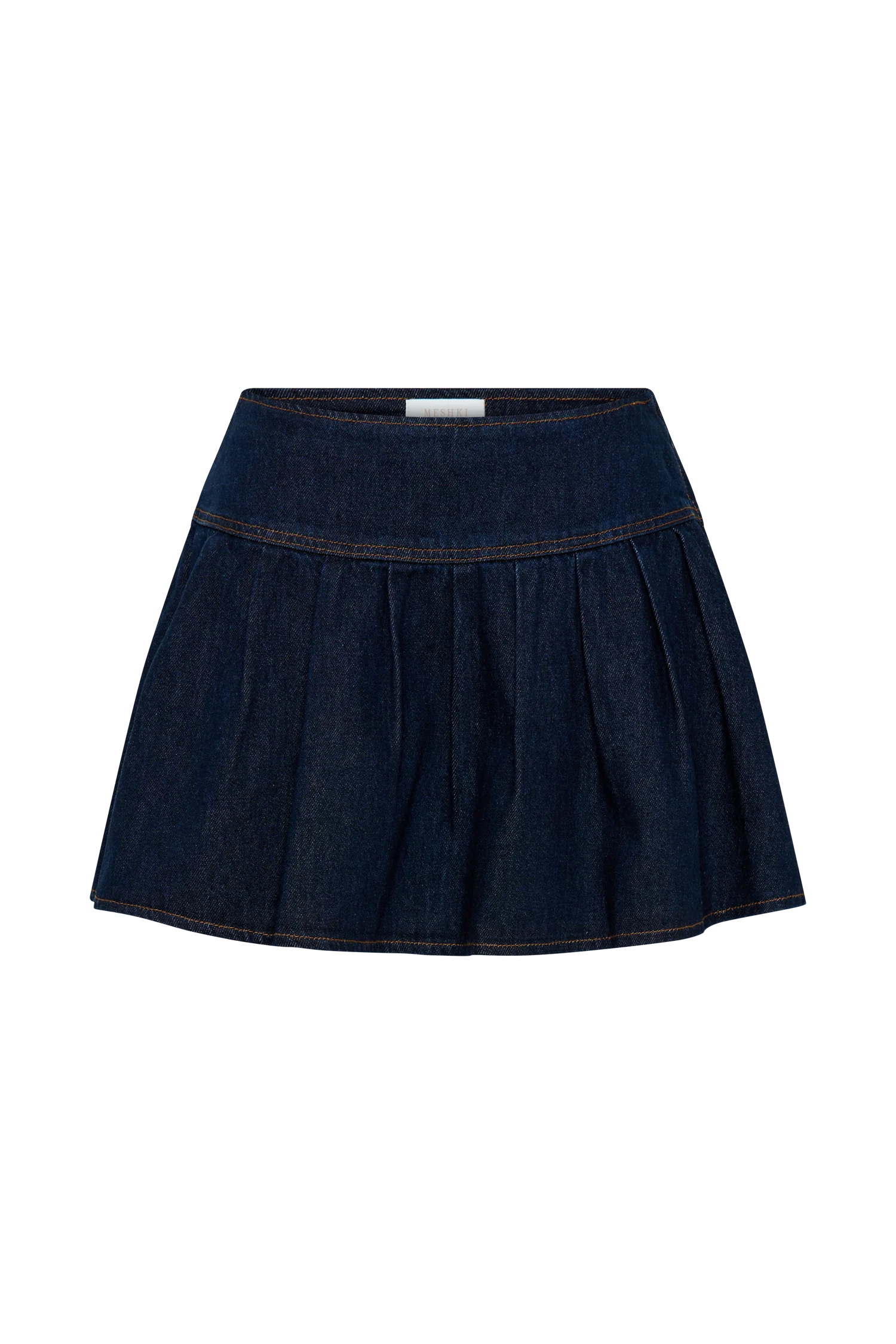 Candice Pleated Denim Mini Skirt - Indigo Blue - Image 8