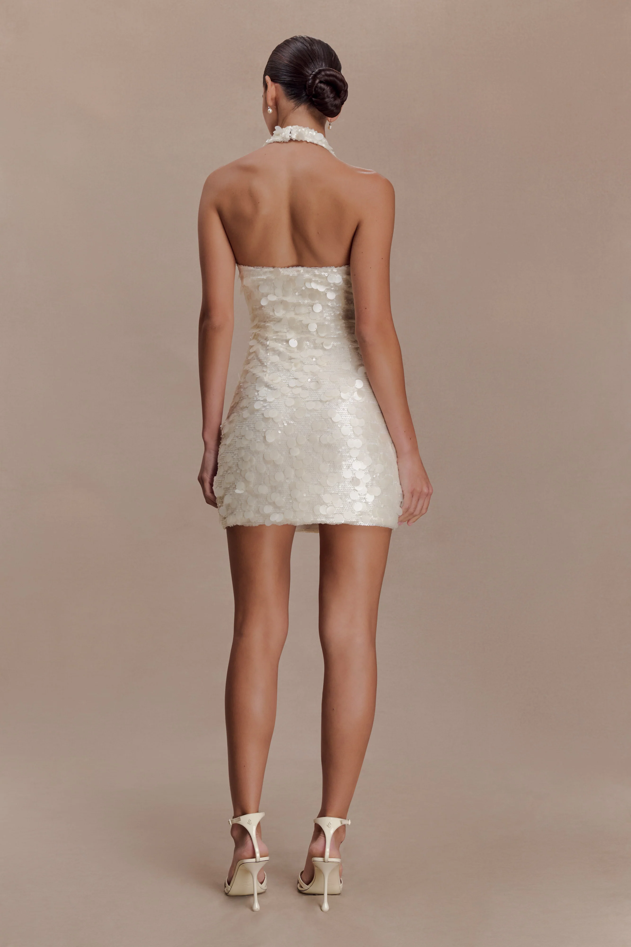 Caralee Sequin Halter Mini Dress - Ivory - Image 5
