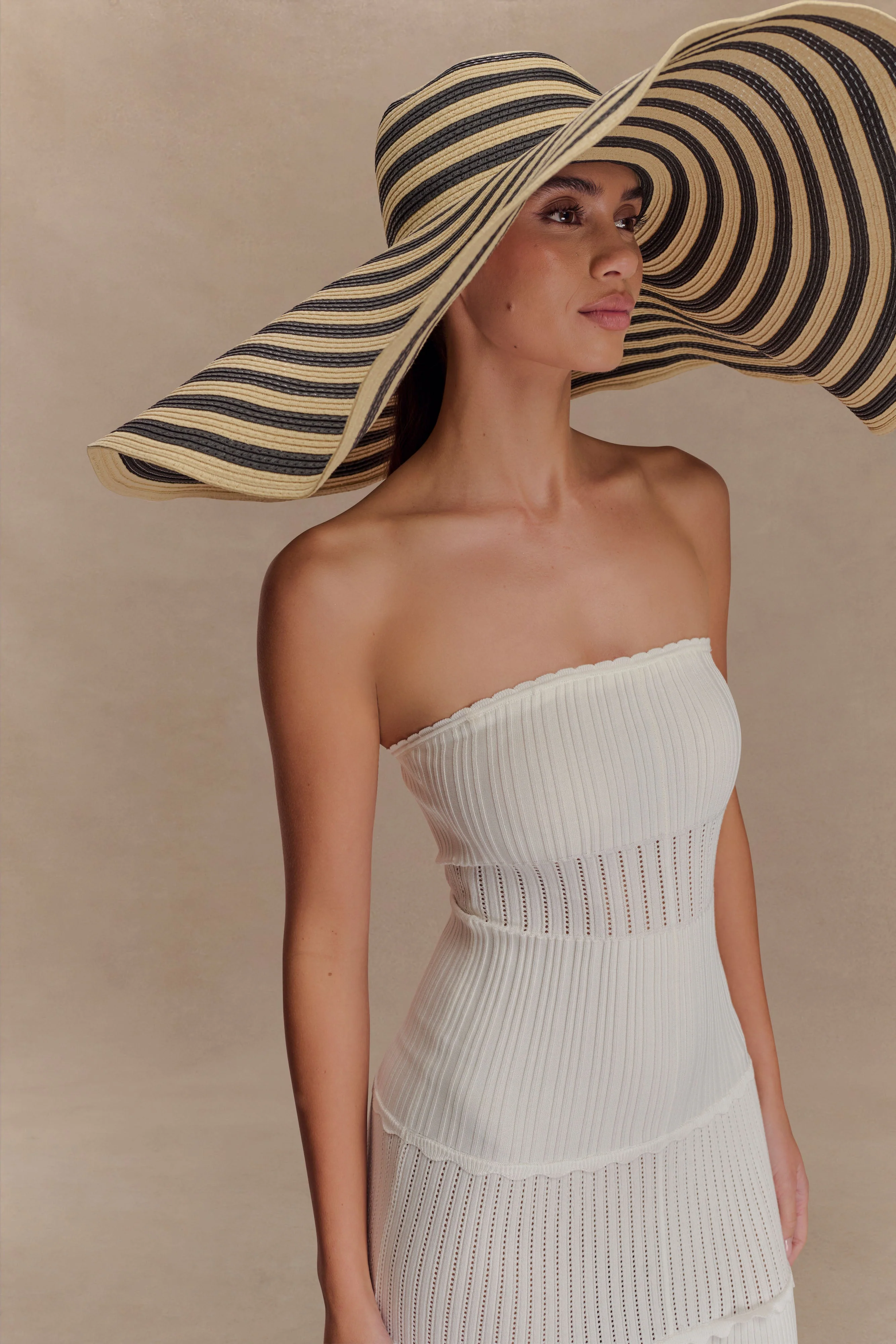 Cecil Straw Maxi Hat - Black And Neutral Stripe - Image 2