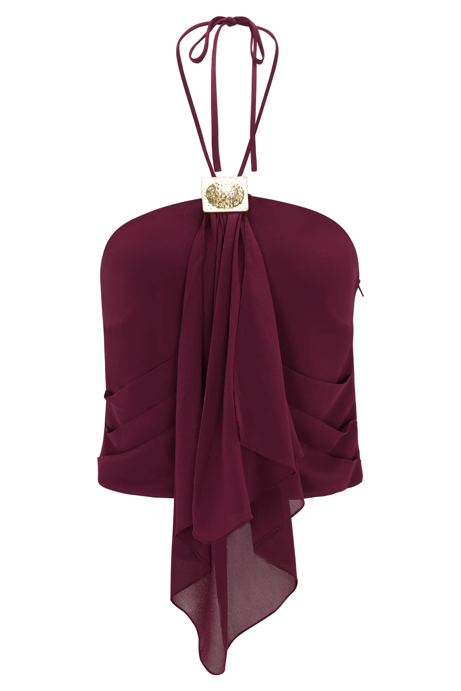 Celina Chiffon Halter Top With Hardware - Cherry Red - Image 9