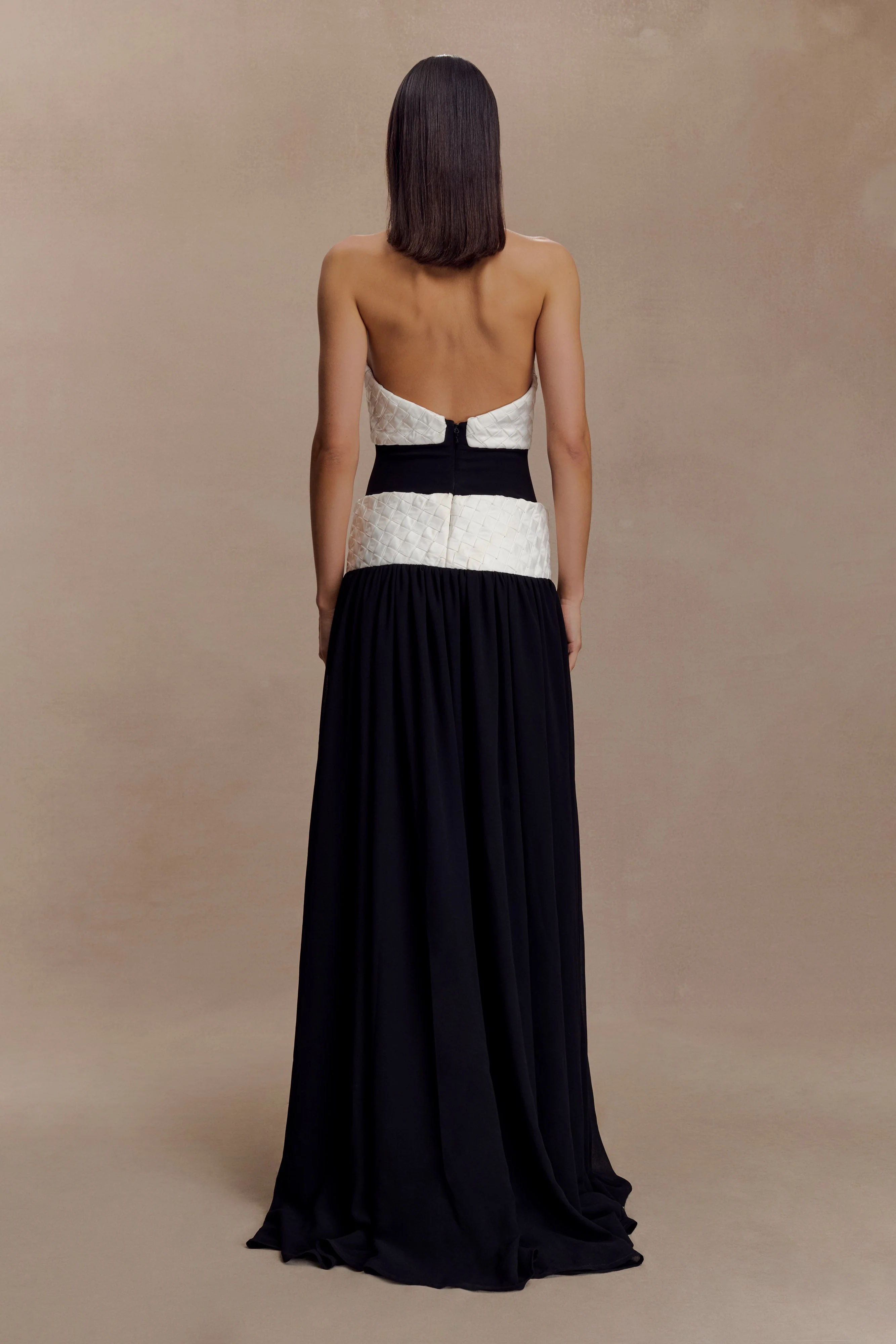 Celine Chiffon Maxi Dress - Black/White - Image 4
