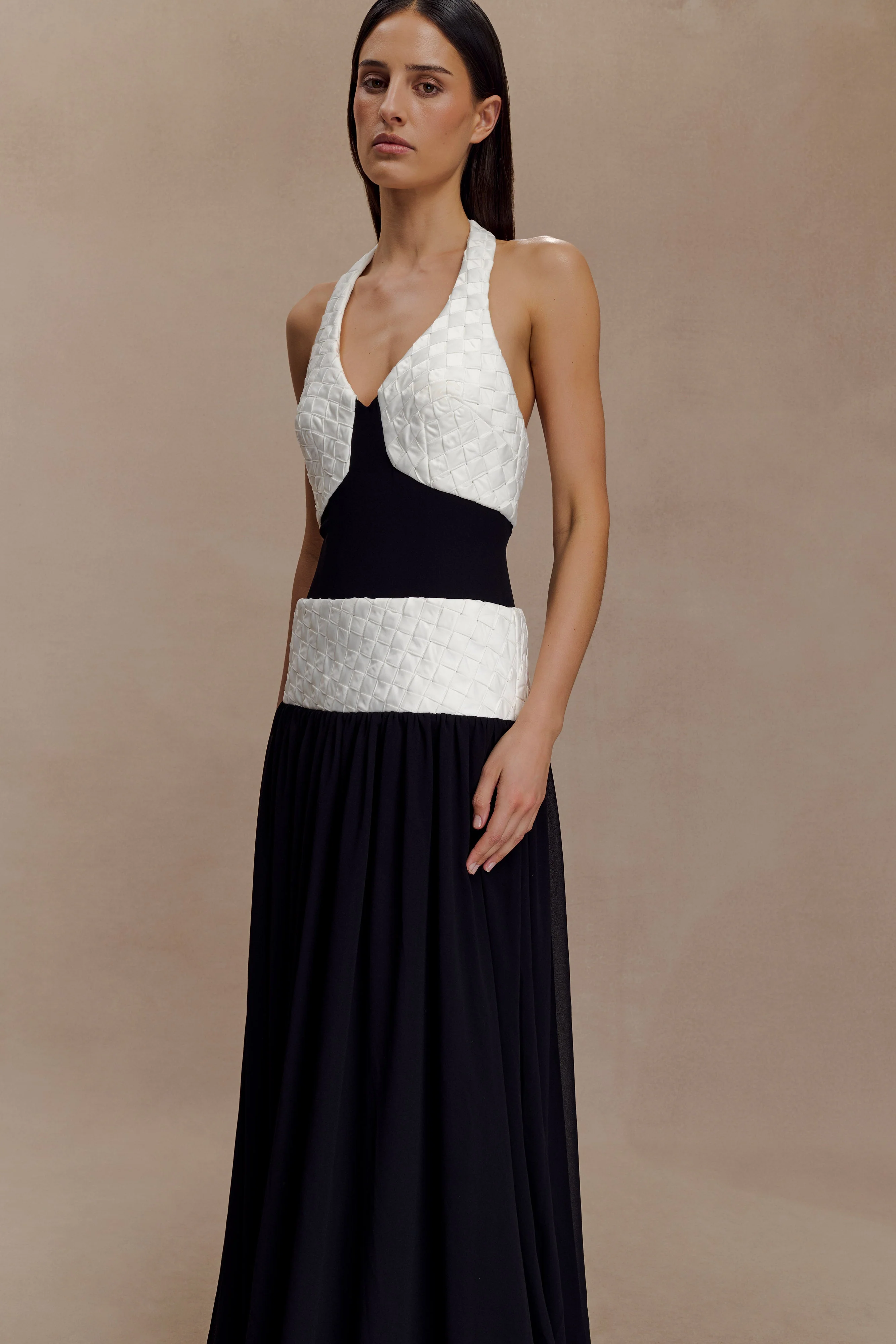 Celine Chiffon Maxi Dress - Black/White - Image 7
