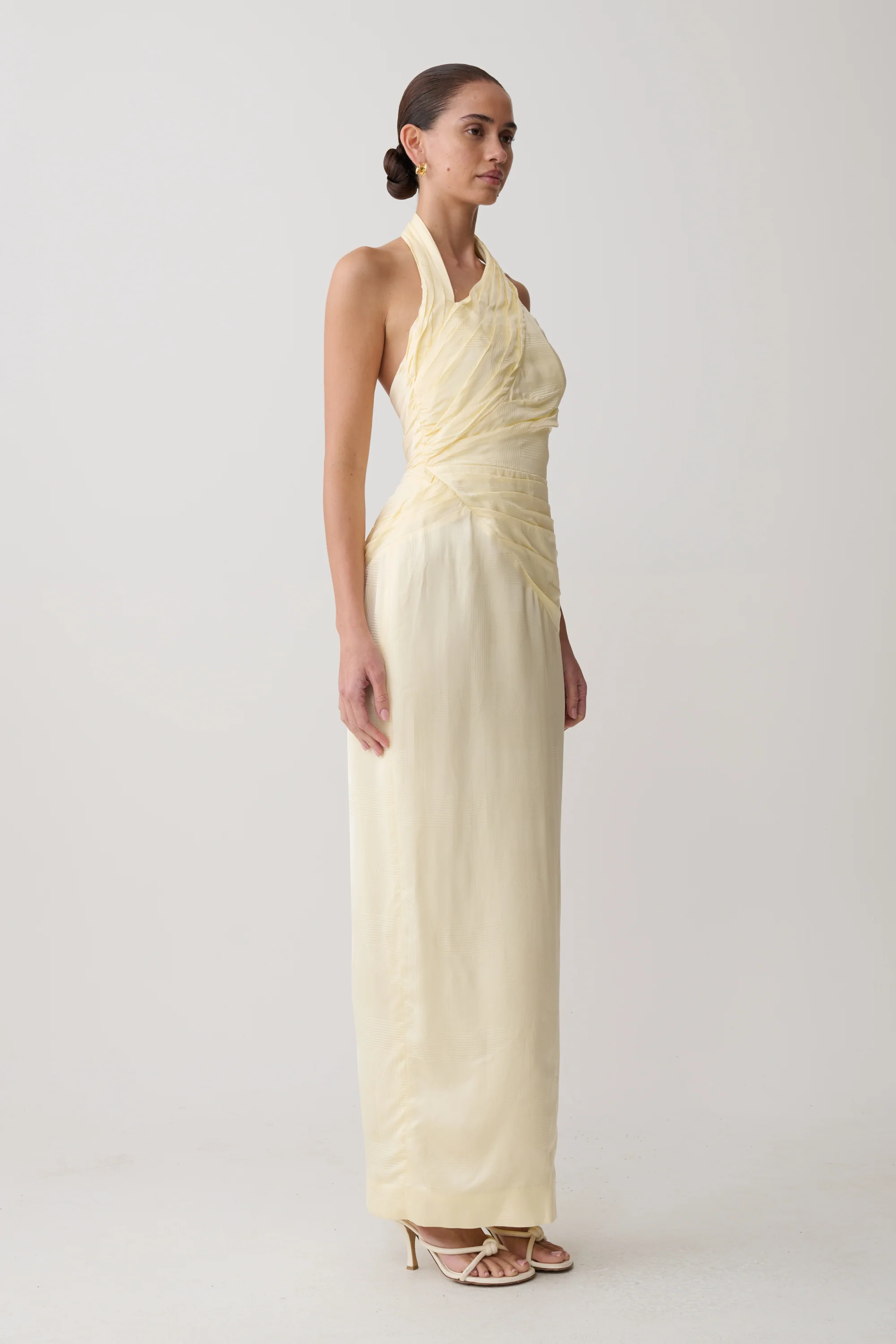 Chiara Halter Satin Maxi Dress - Buttermilk - Image 3