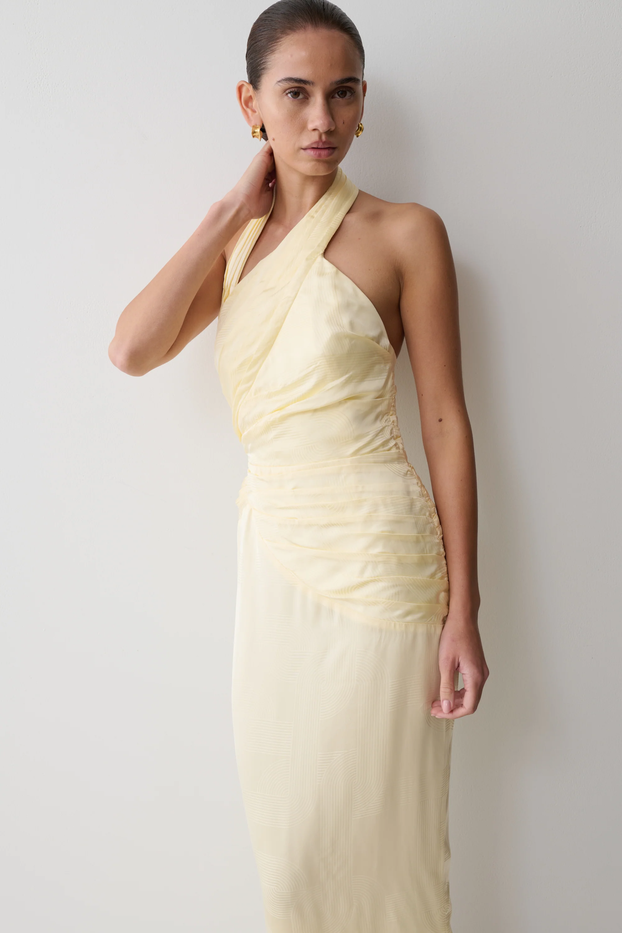Chiara Halter Satin Maxi Dress - Buttermilk - Image 5