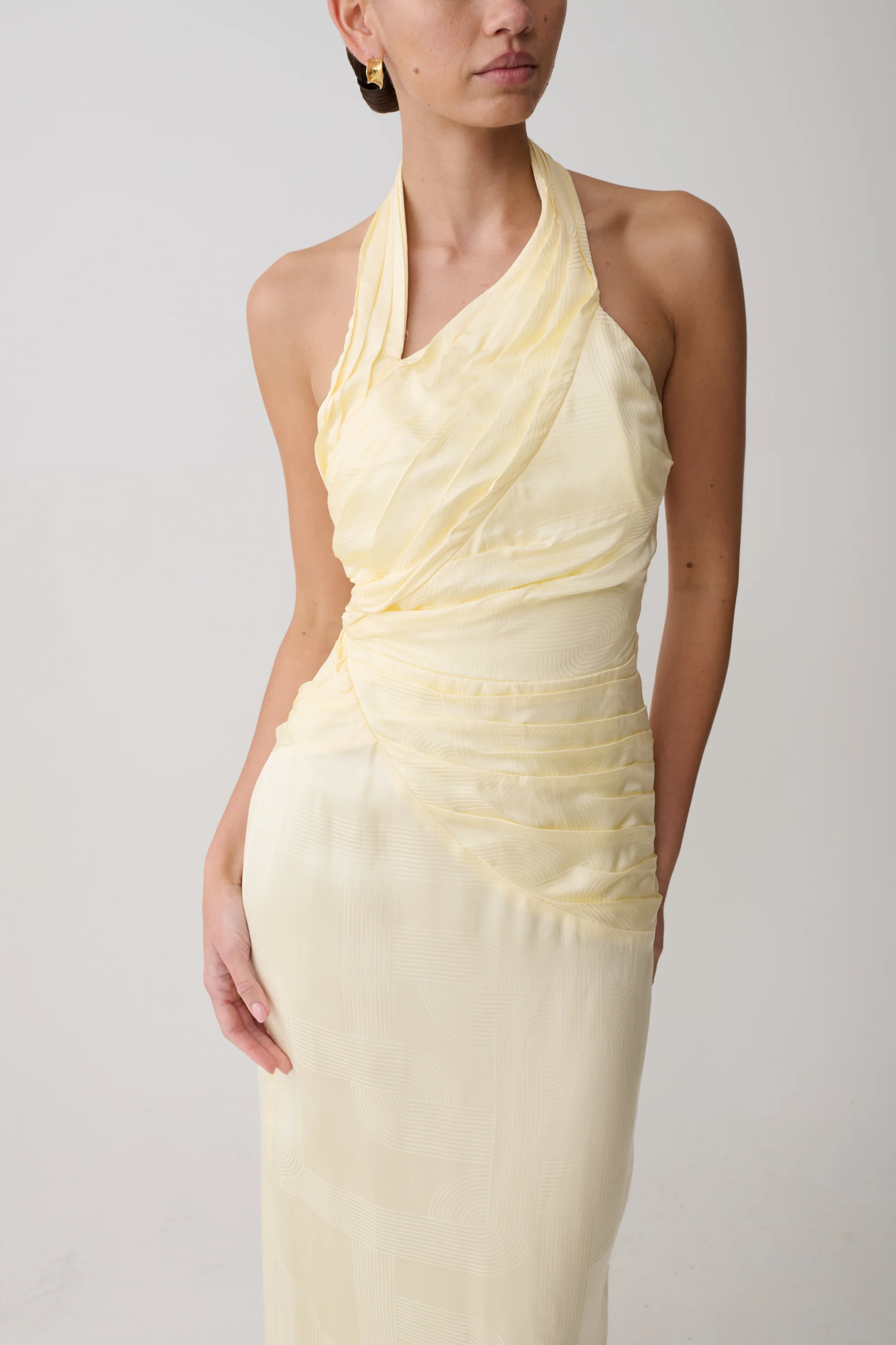 Chiara Halter Satin Maxi Dress - Buttermilk - Image 6
