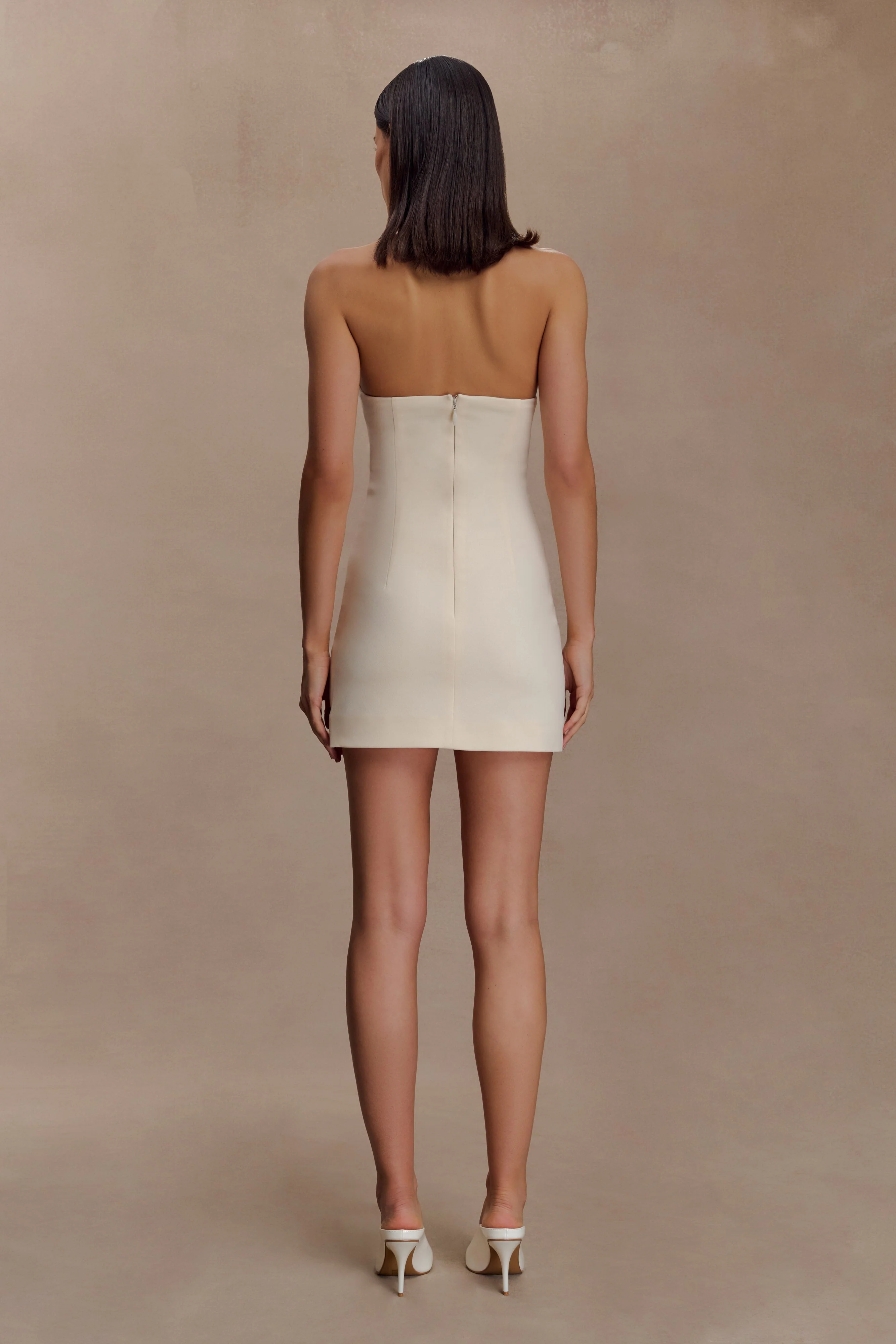 Christina Cross Over Mini Dress - Buttercream - Image 6