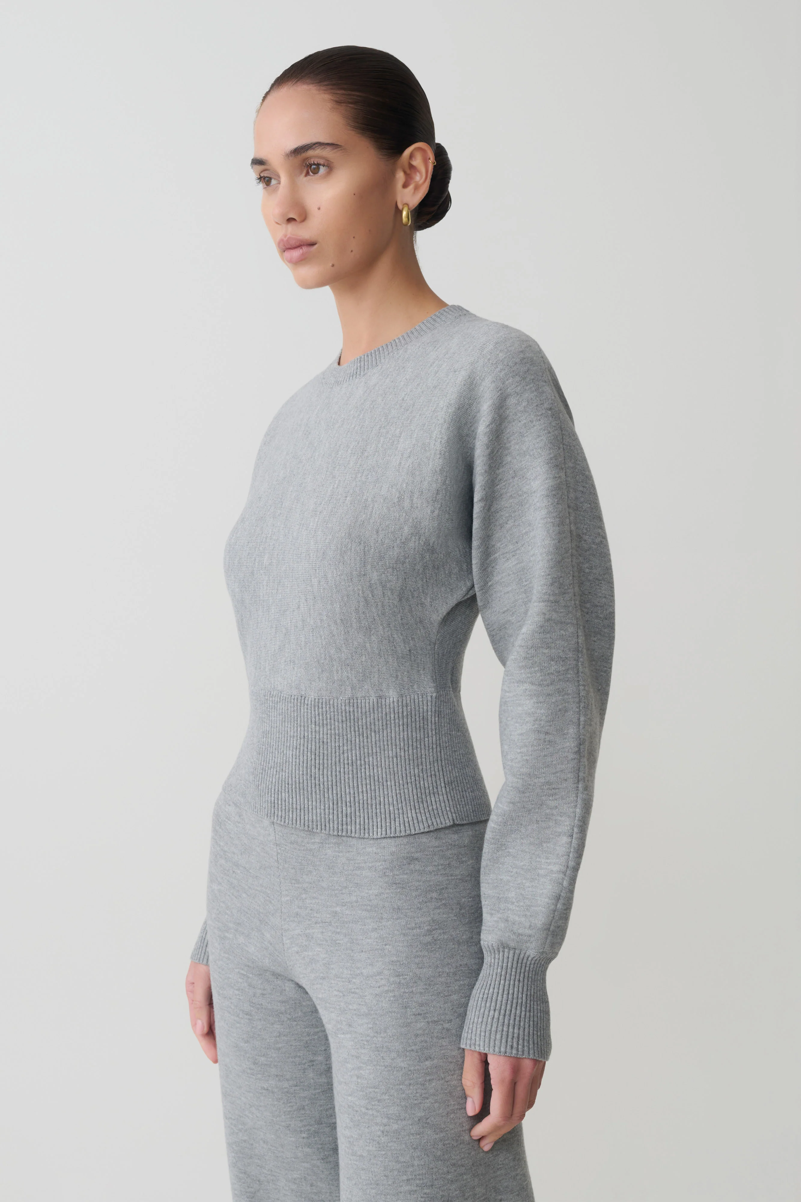 Ciaralee Cinched Waist Jumper- Grey Marle - Image 3