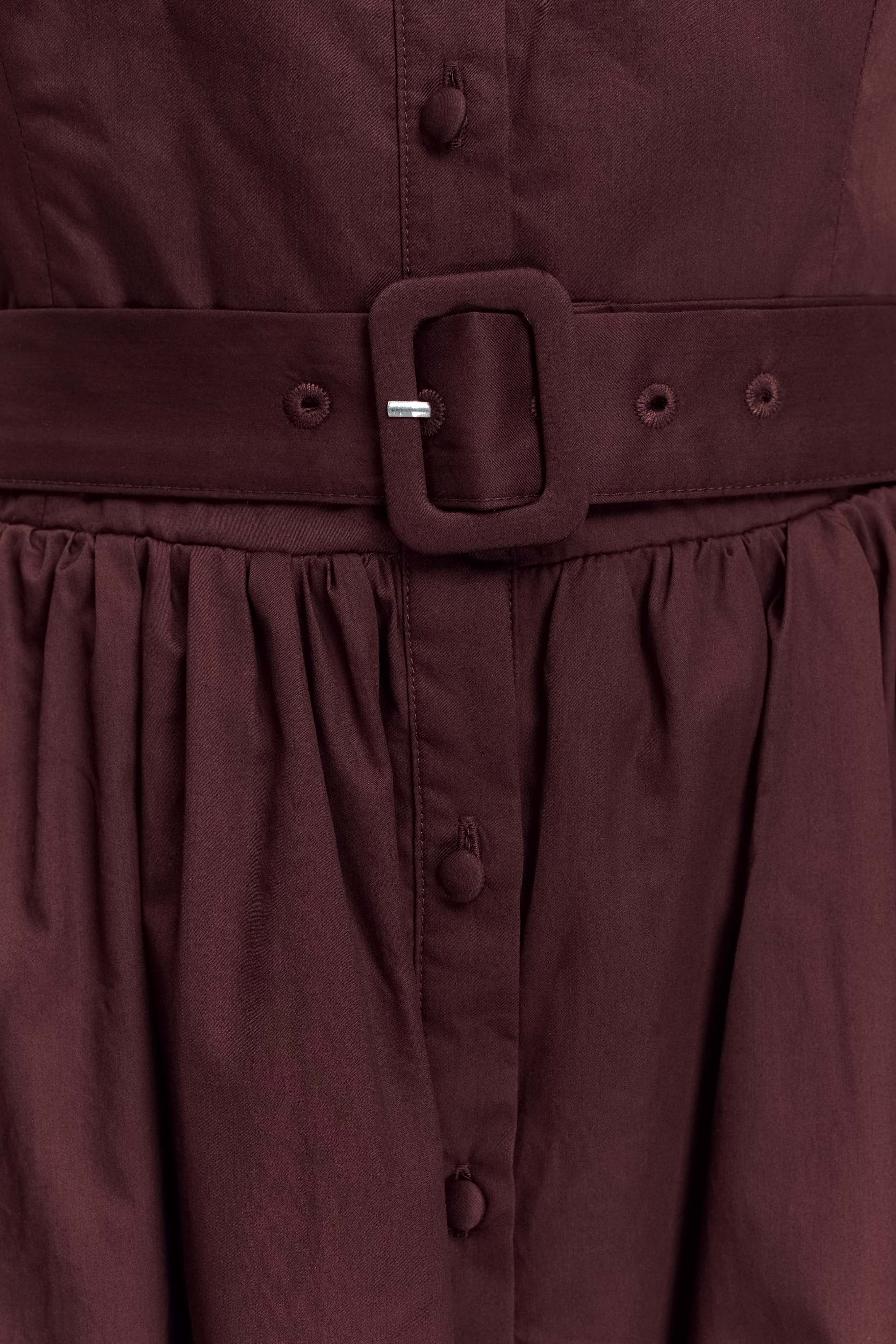 Cindy Collared Midi Dress - Chocolate - Image 7