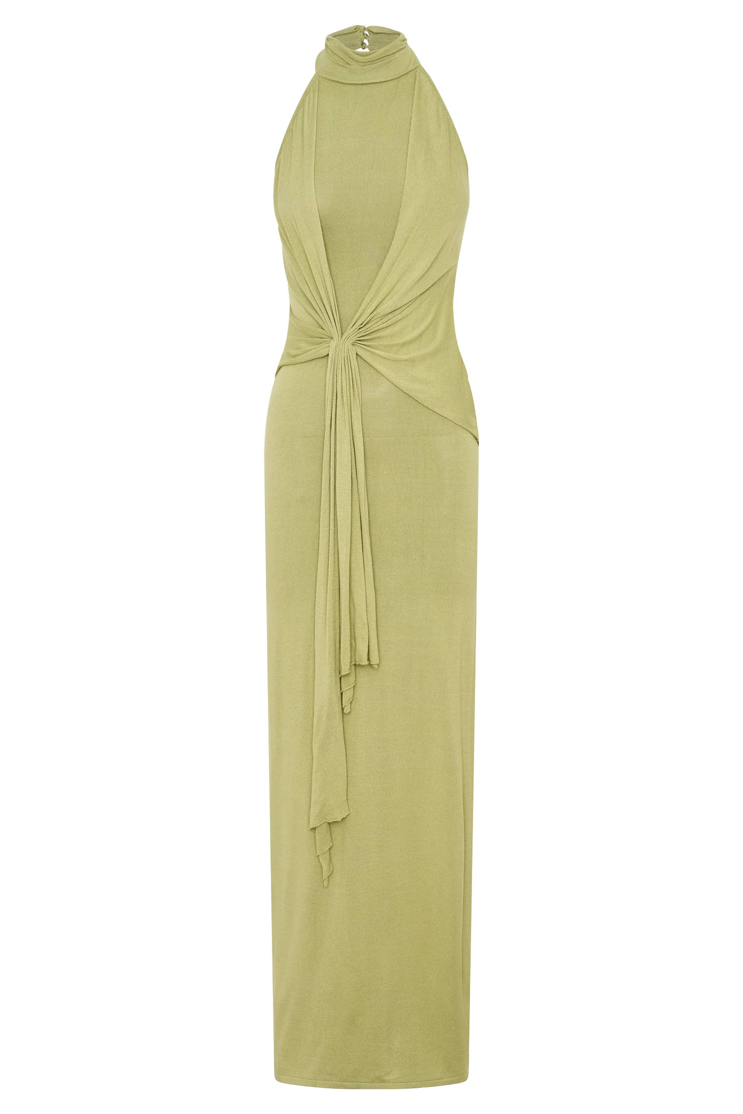 Cindylou Halter Knit Maxi Dress - Light Olive - Image 8