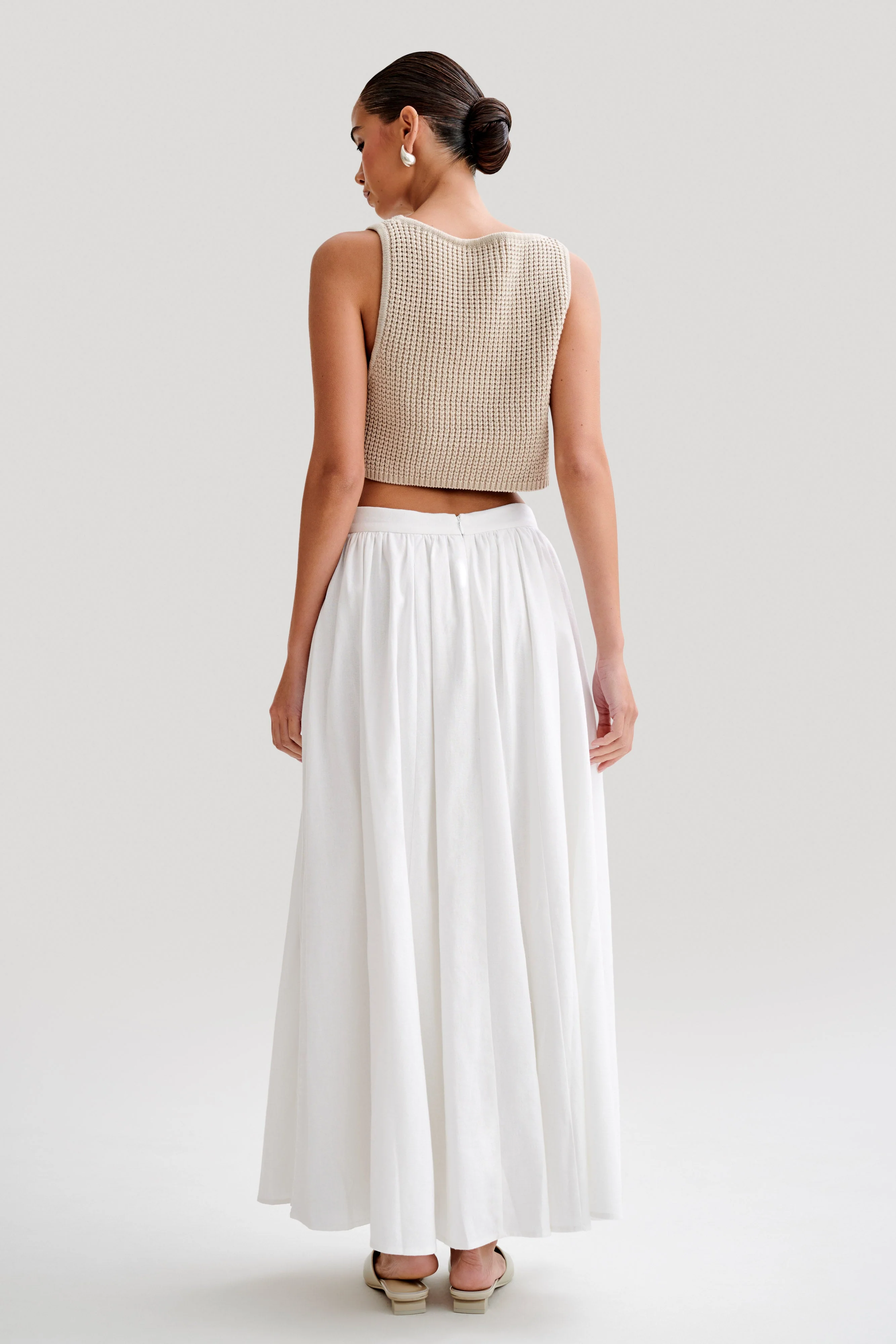 Clarence Linen A-Line Maxi Skirt - White - Image 5