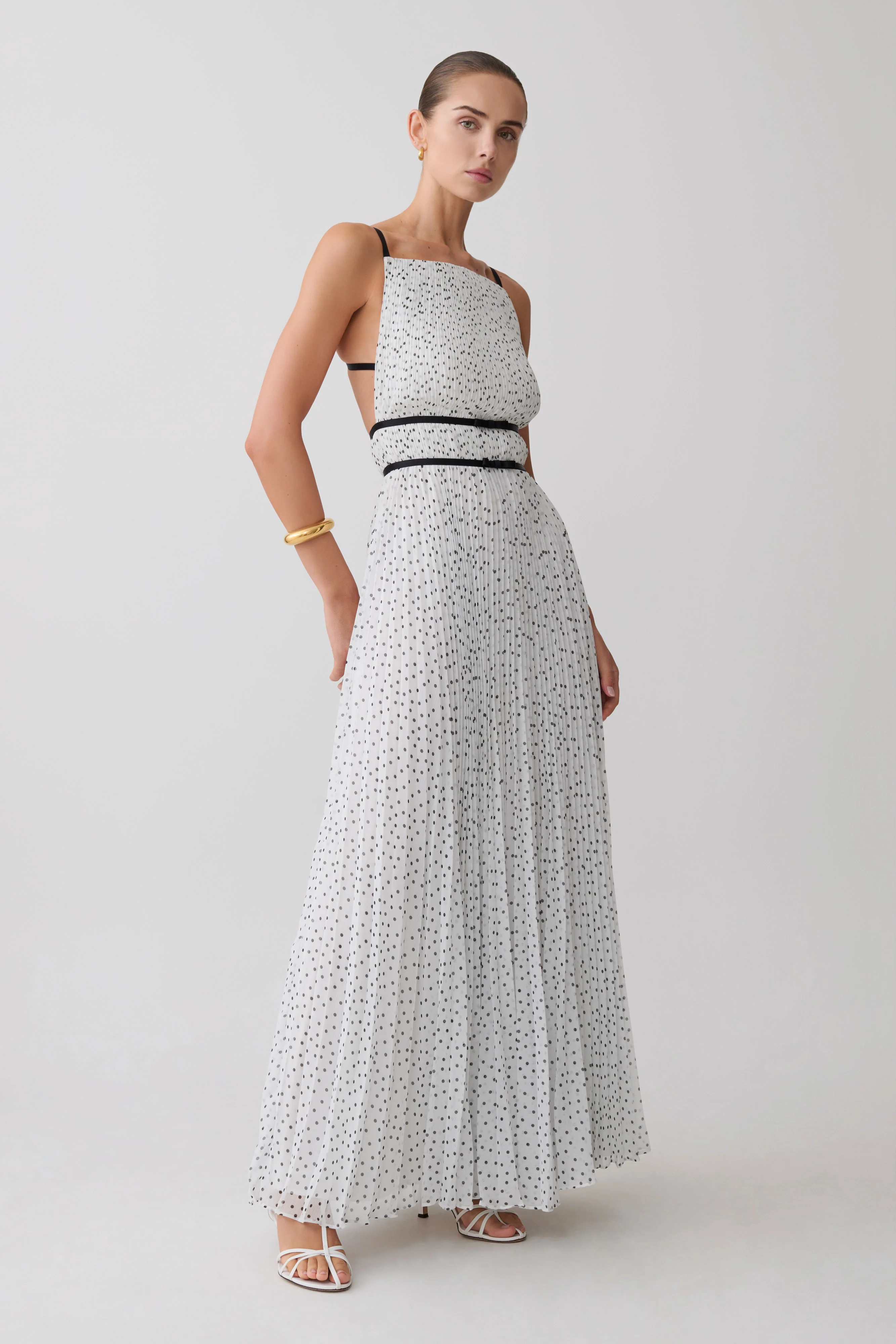 Clarisse Pleated Maxi Dress - Polka Dot - Image 2