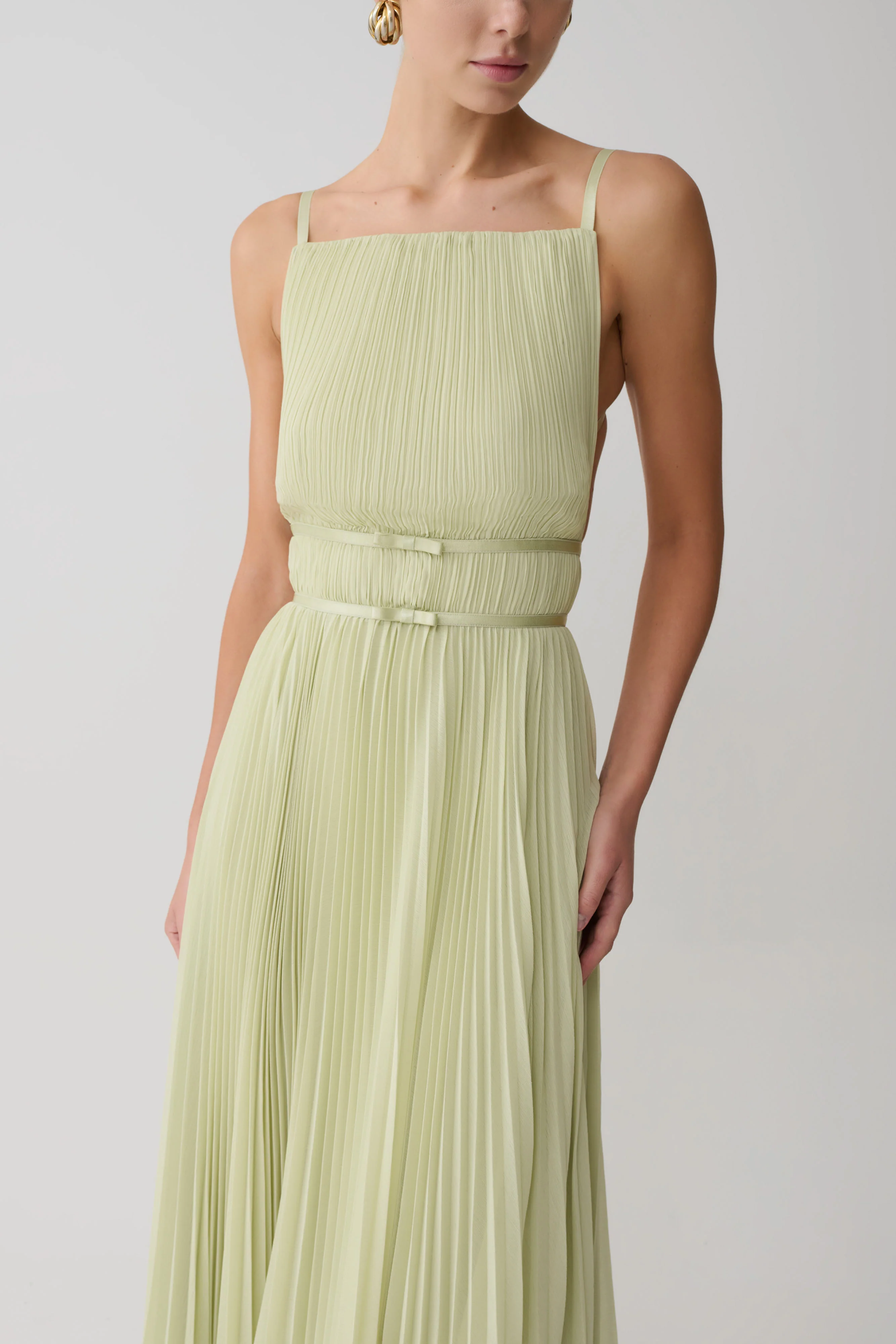 Clarisse Pleated Maxi Dress - Sage - Image 9