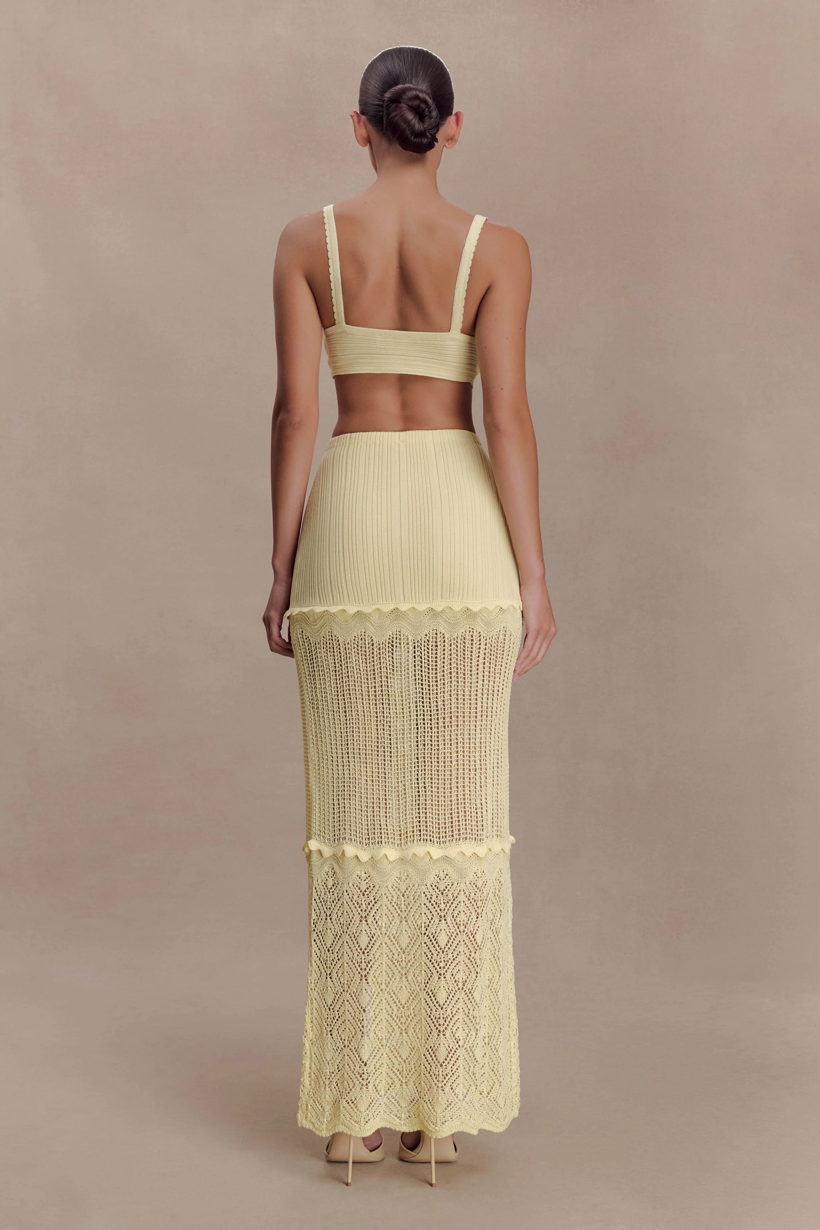 Coleene Pointelle Knit Maxi Skirt - Lemon - Image 2
