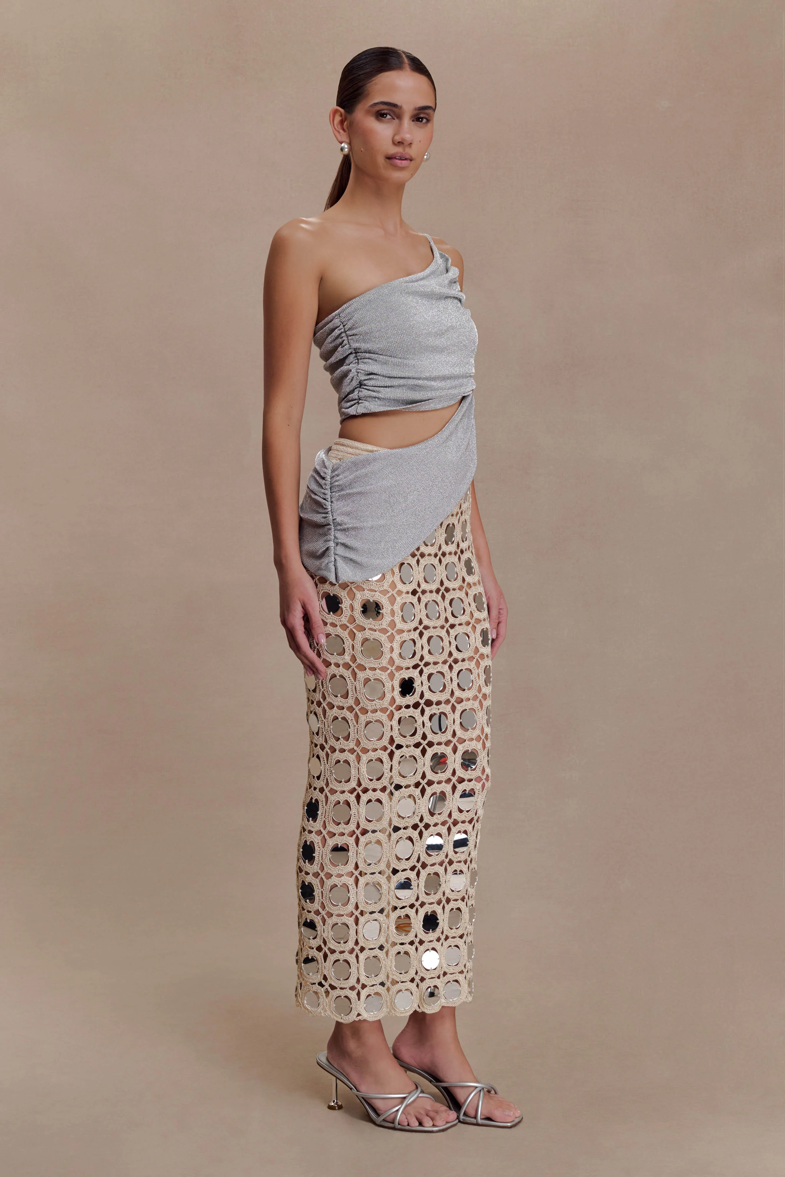Corah Lurex Drape Knit Top - Silver - Image 5
