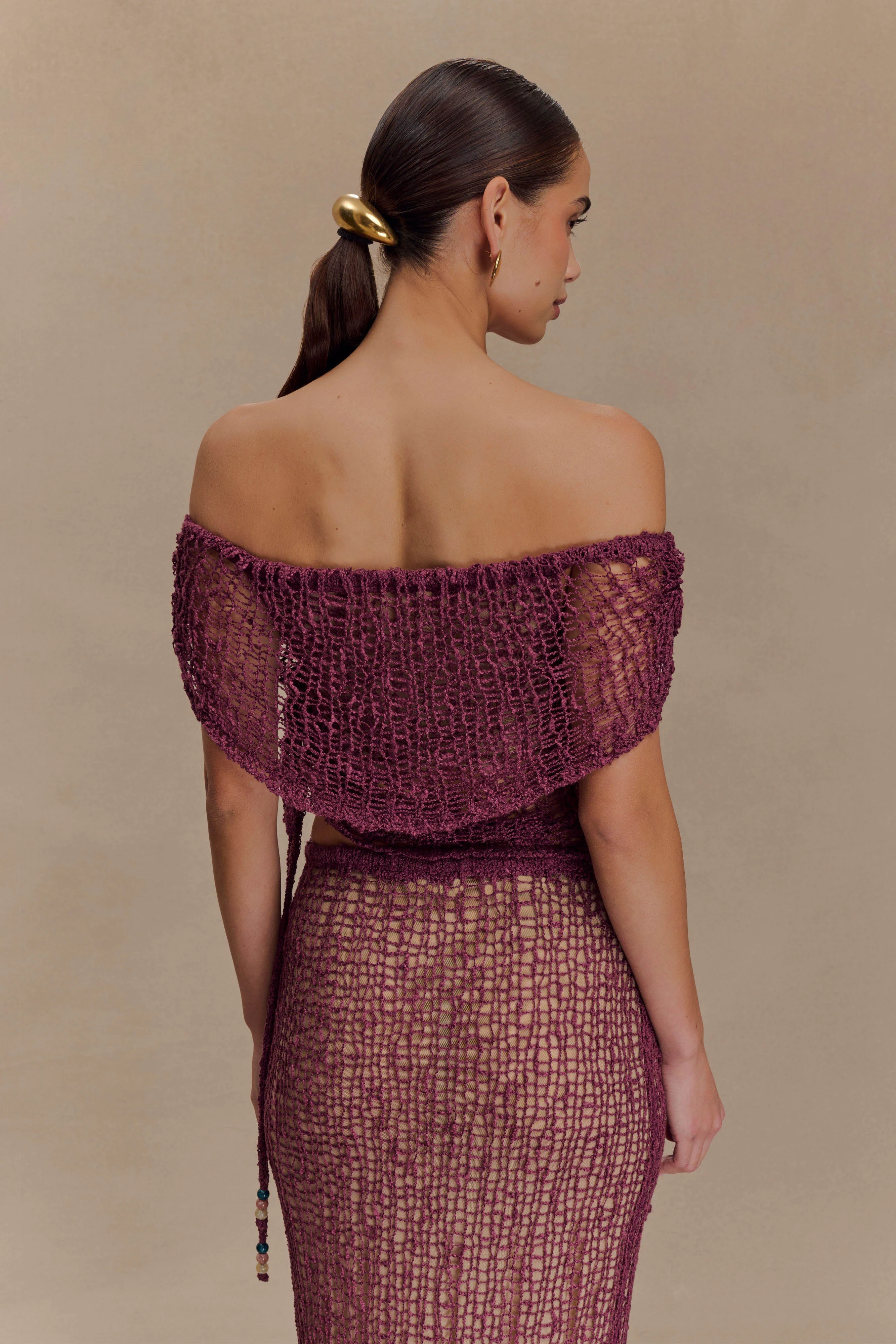 Cordelia Off Shoulder Knit Top - Mauve - Image 2