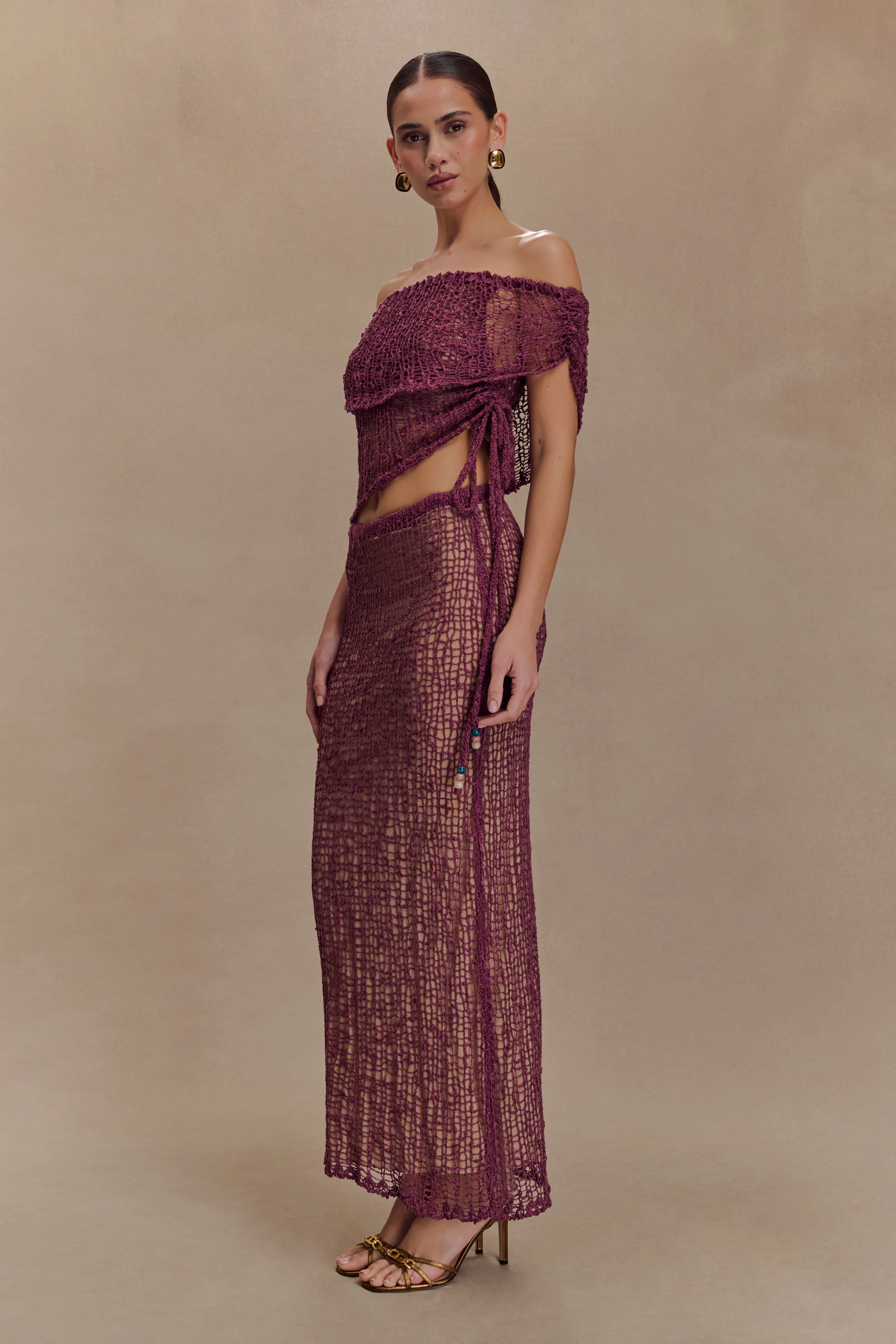 Cordelia Off Shoulder Knit Top - Mauve - Image 4