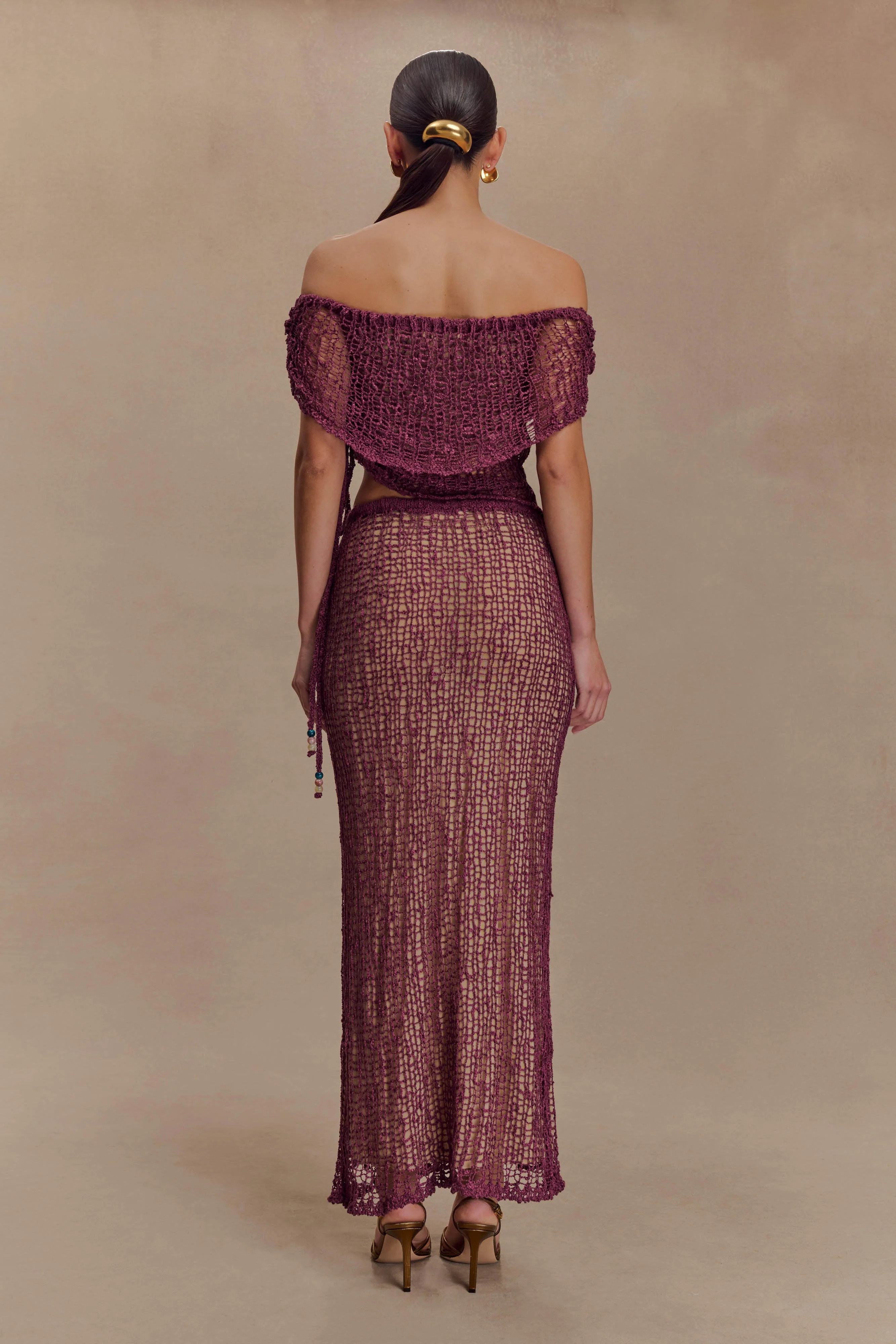 Cordelia Off Shoulder Knit Top - Mauve - Image 5
