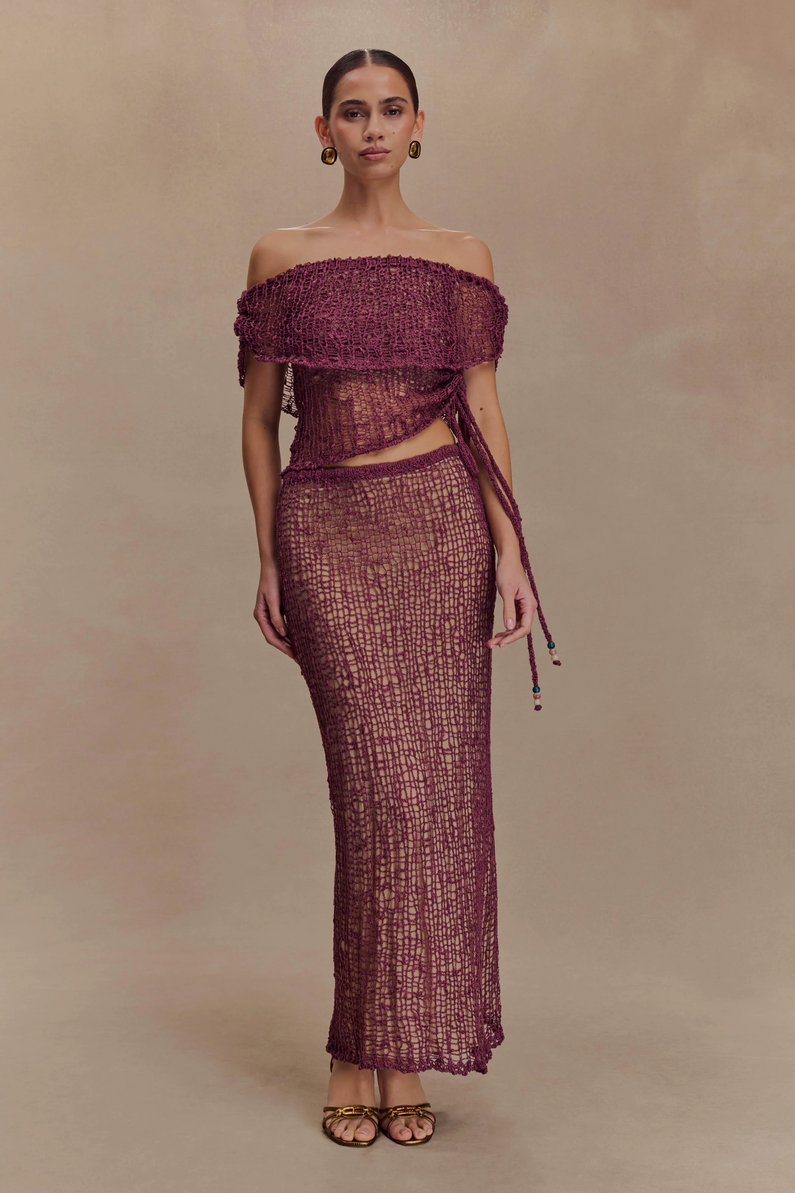 Cordelia Off Shoulder Knit Top - Mauve - Image 6
