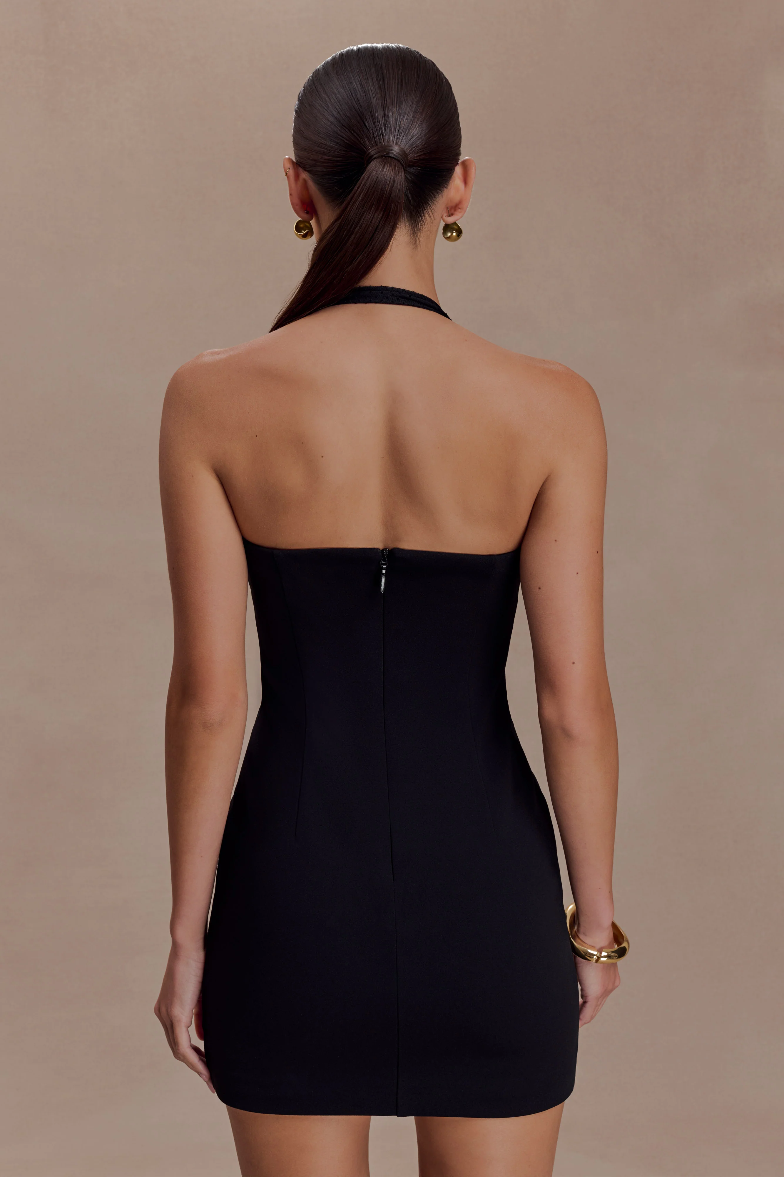Cressida Crepe Halter Mini Dress - Black - Image 4