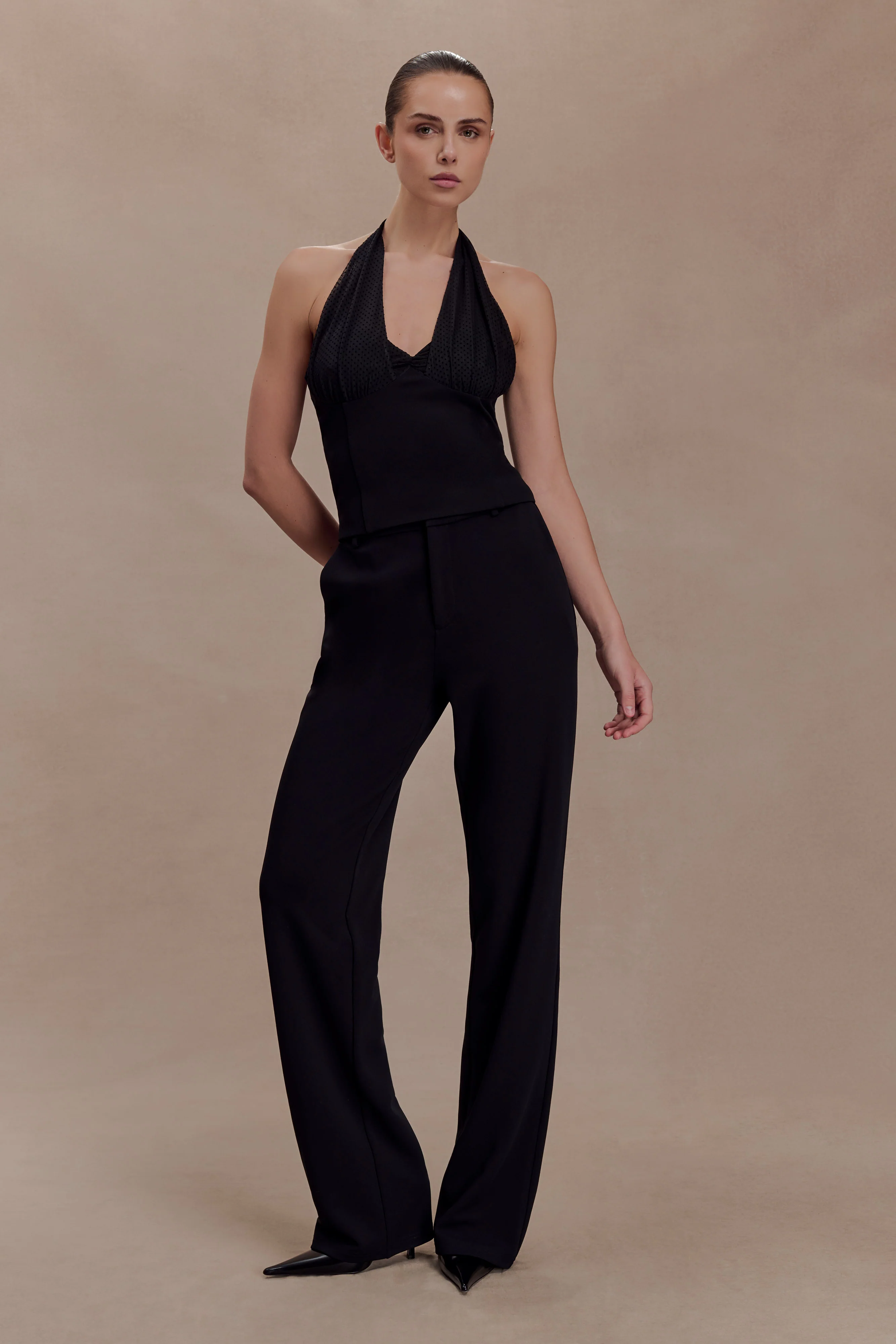 Cressida Crepe Halter Top - Black - Image 3