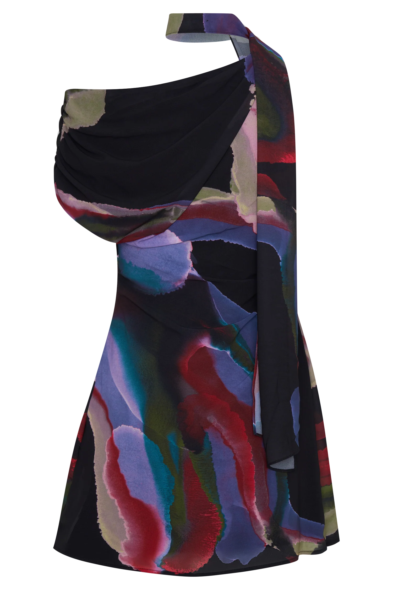 Daisie Chiffon Mini Dress - Multi Fluid Reverie Print - Image 10