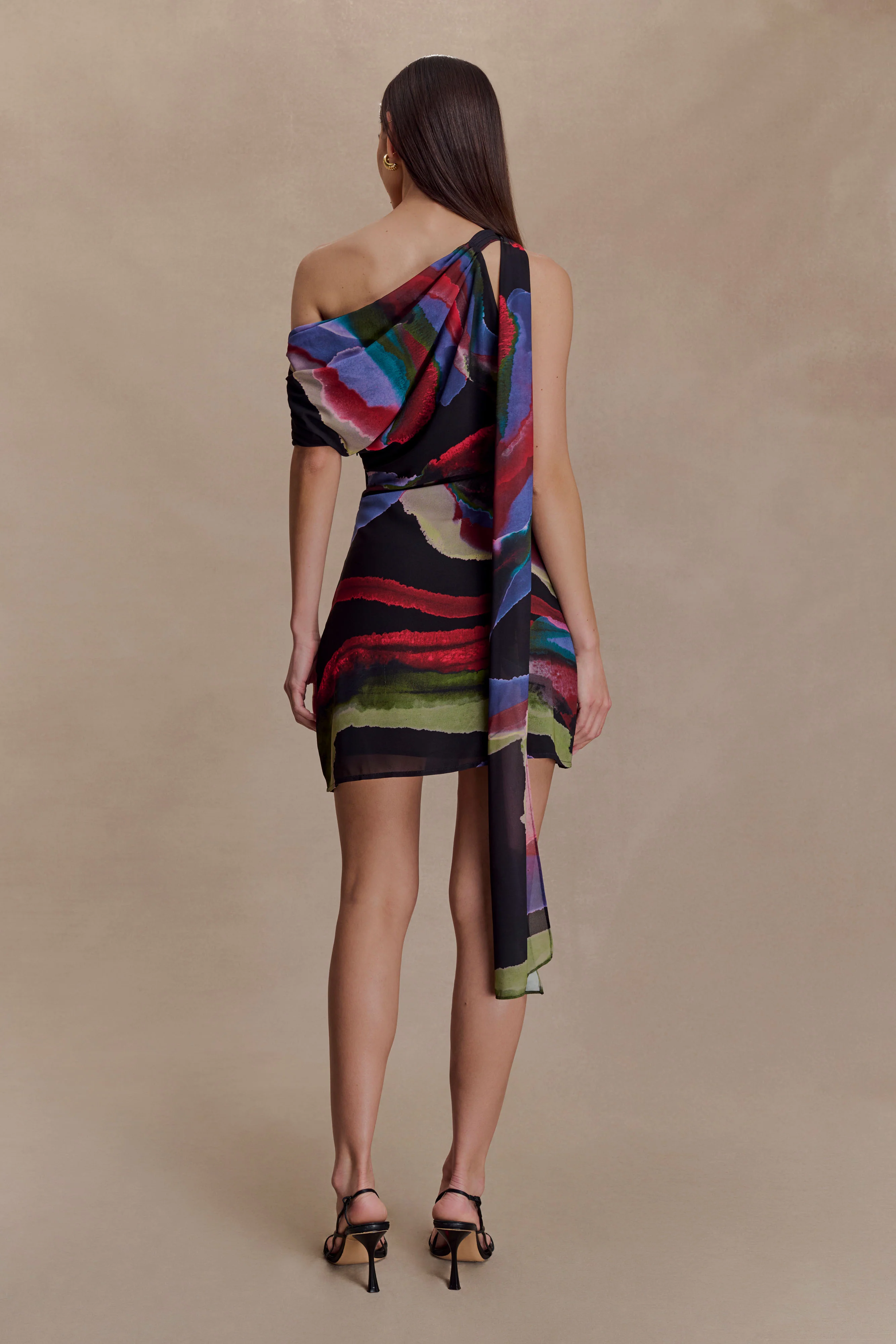 Daisie Chiffon Mini Dress - Multi Fluid Reverie Print - Image 2