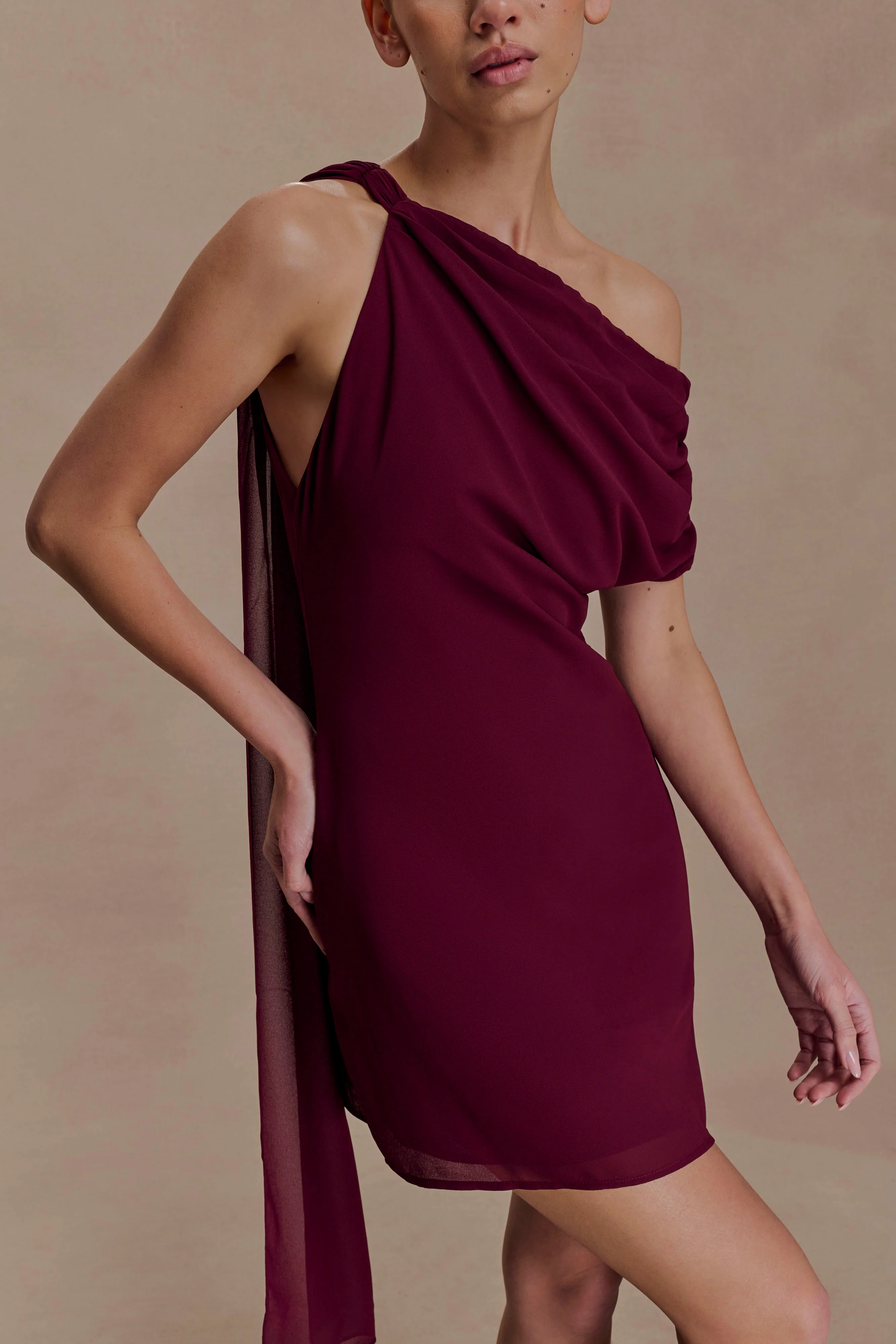 Daisie Chiffon Mini Dress - Wine - Image 2