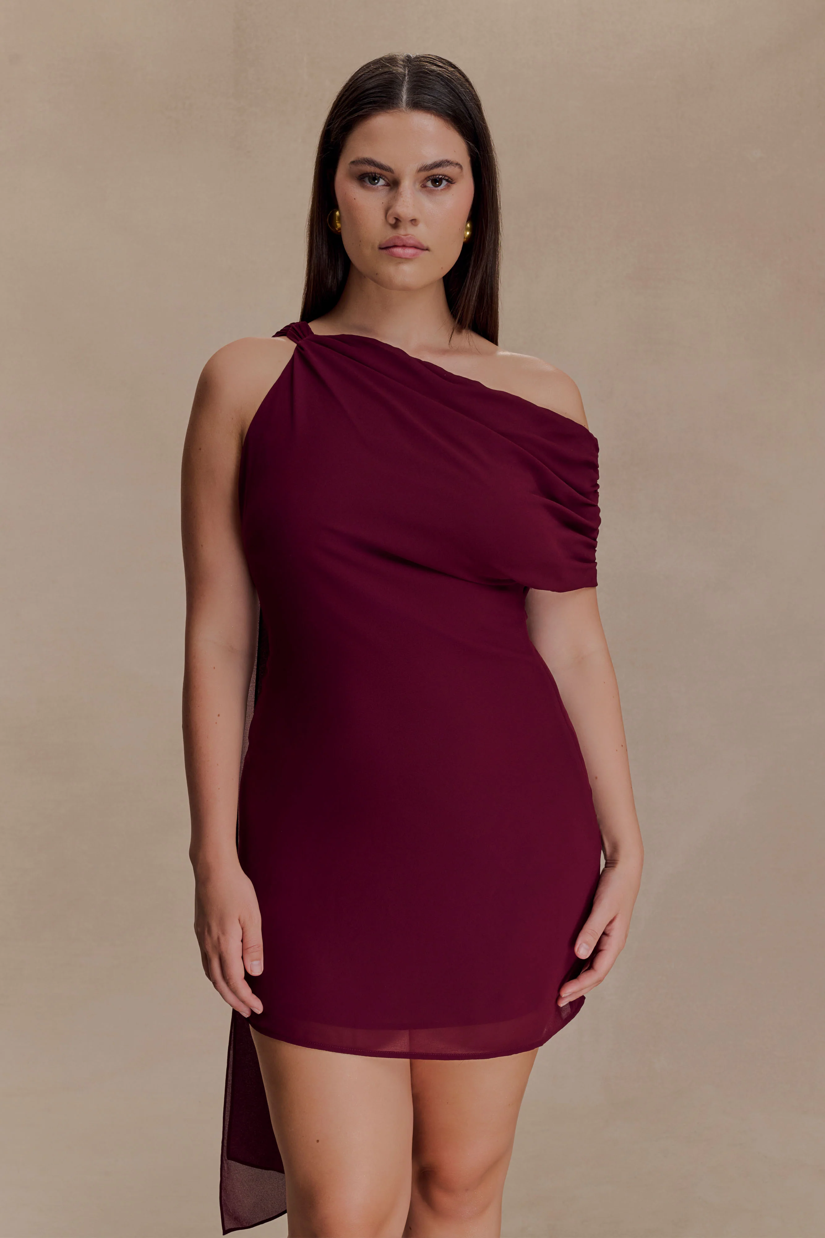 Daisie Chiffon Mini Dress - Wine - Image 3