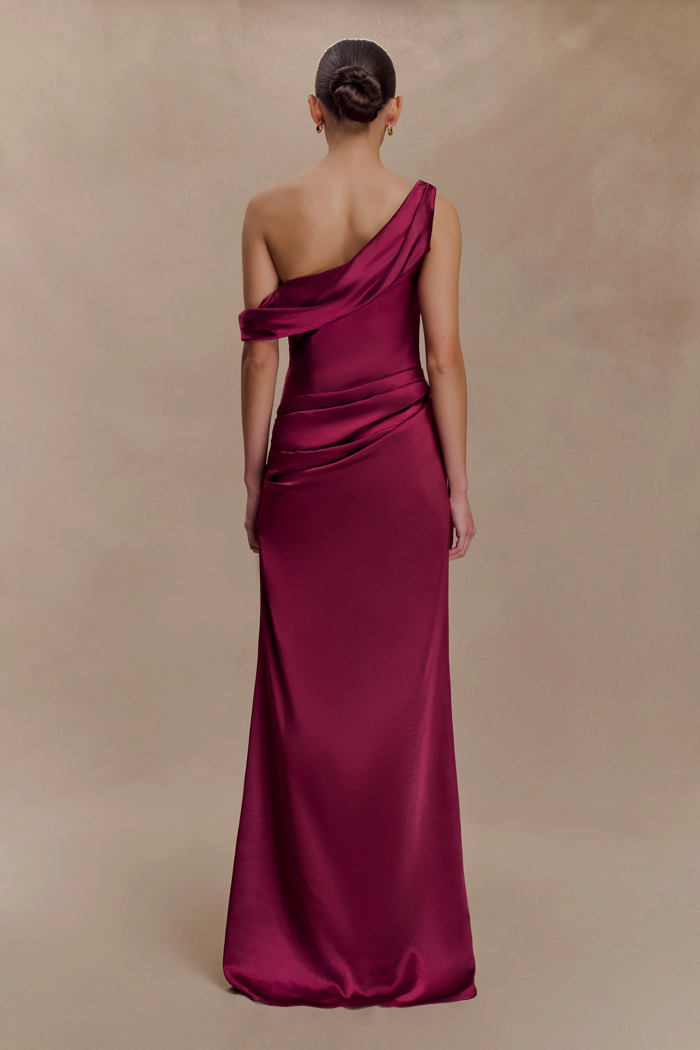 Dalia Off Shoulder Satin Maxi Dress - Mahogany - Image 4