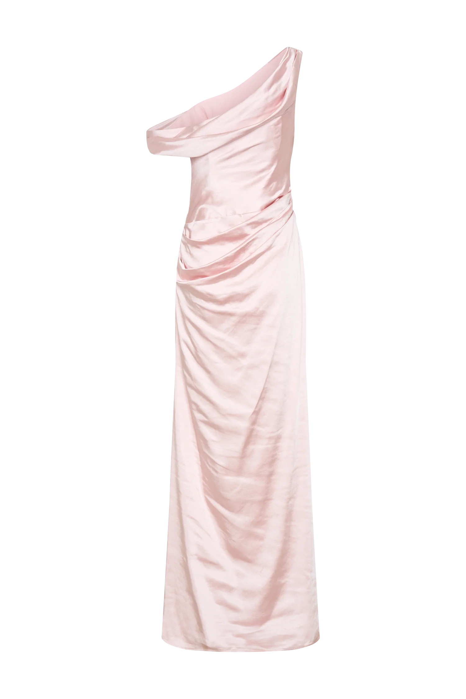 Dalia Off Shoulder Satin Maxi Dress - Soft Pink - Image 14