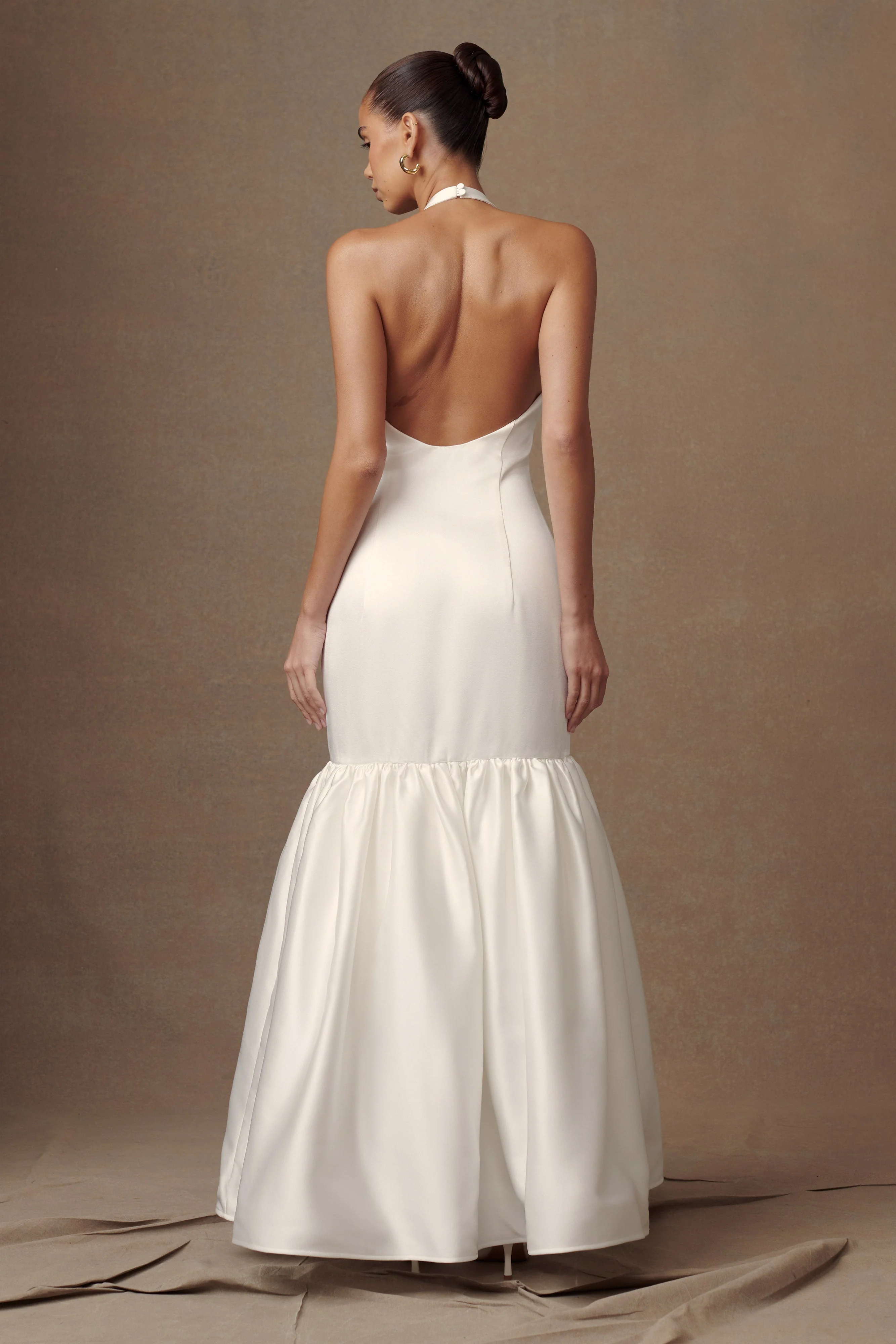 Danica Satin Halter Wedding Gown - White - Image 2