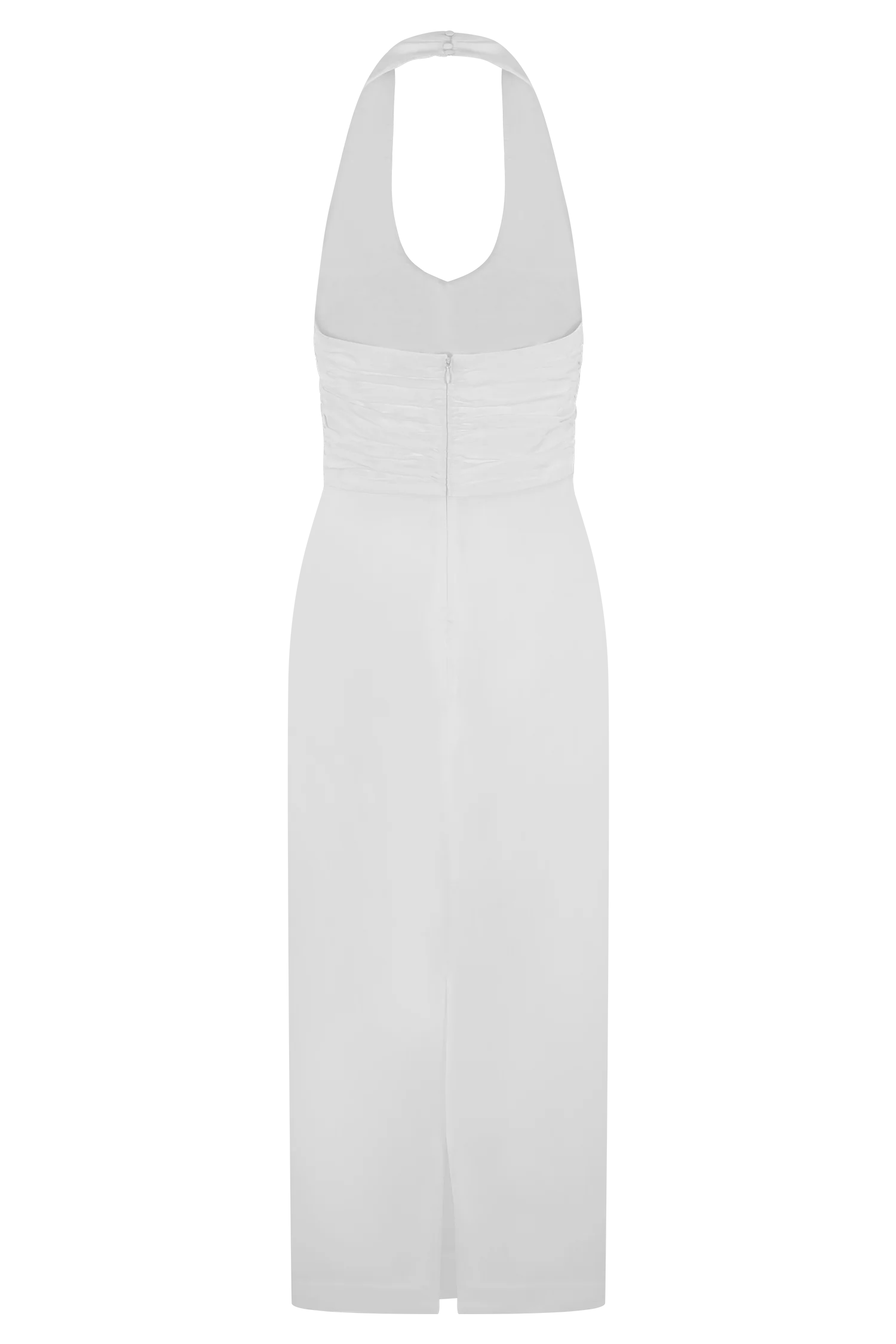 Daniela Ruched Halter Midi Dress - White - Image 7