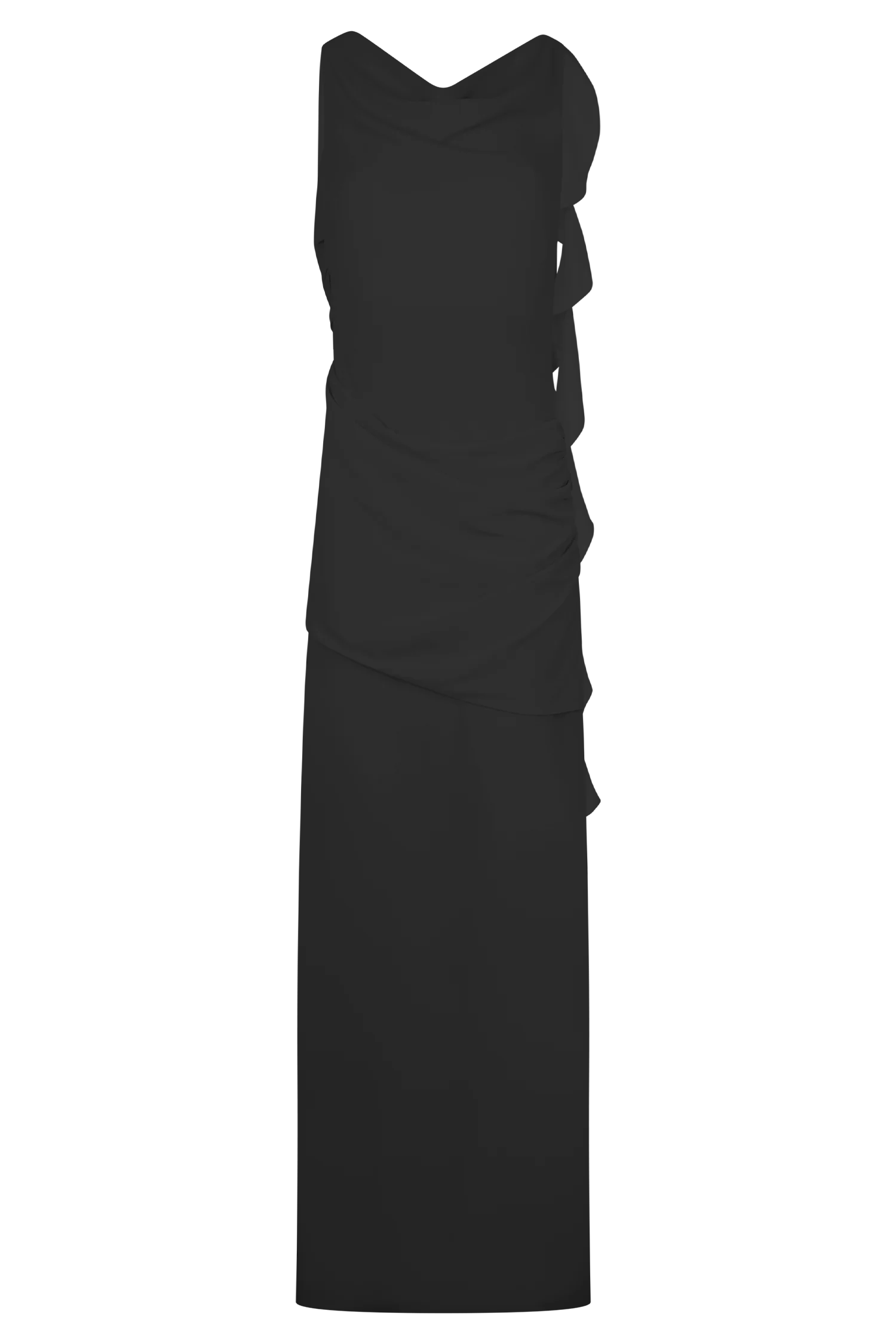 Daria Draped Chiffon Maxi Dress - Black - Image 9