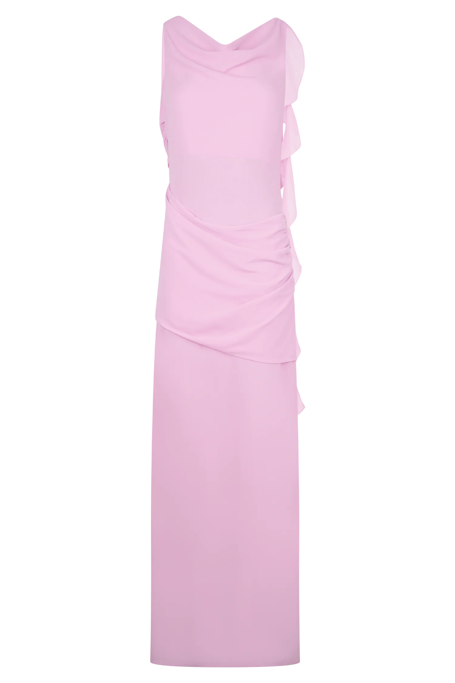 Daria Draped Chiffon Maxi Dress - Light Lilac - Image 7