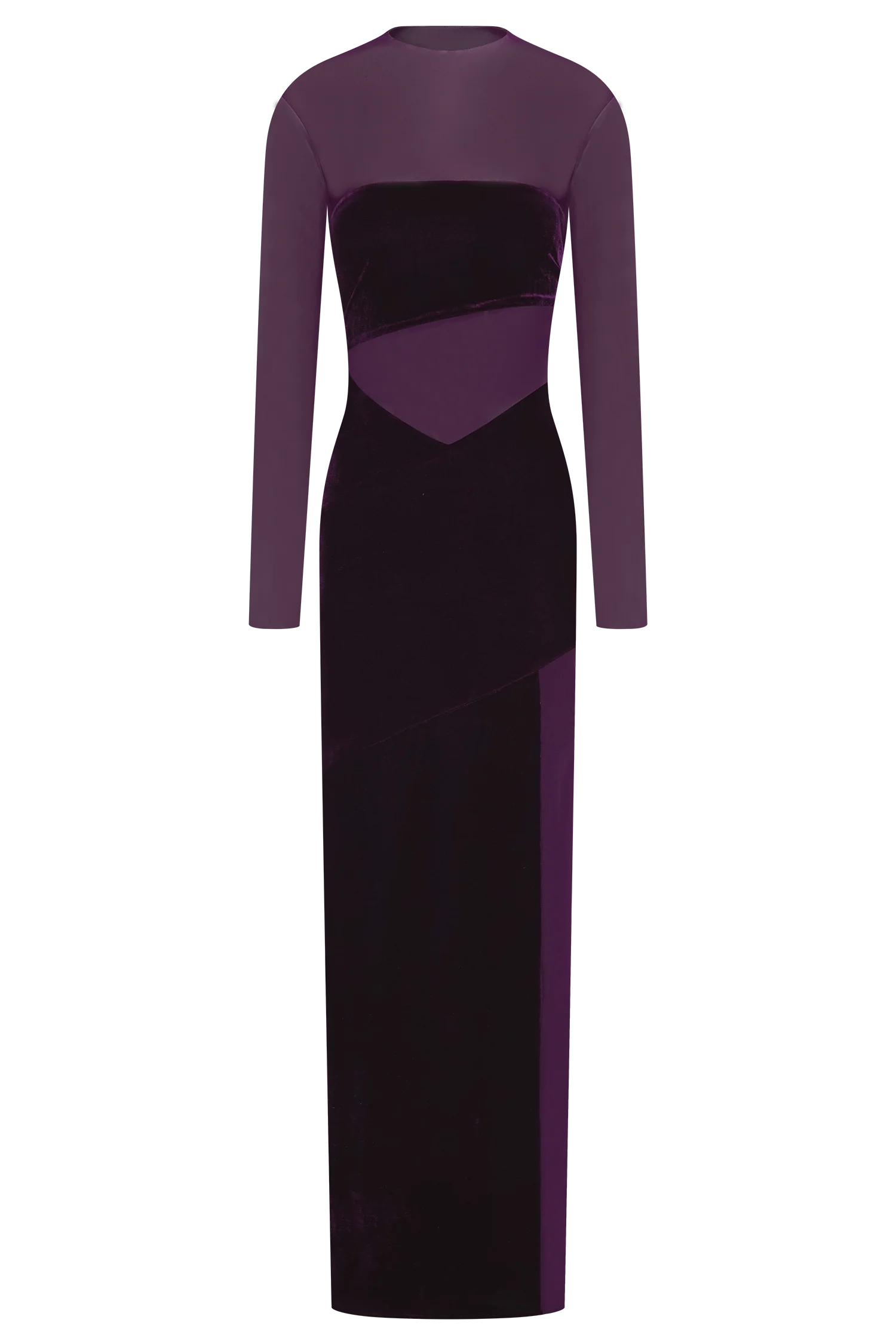 Davina Velvet And Mesh Maxi Dress - Purple - Image 6