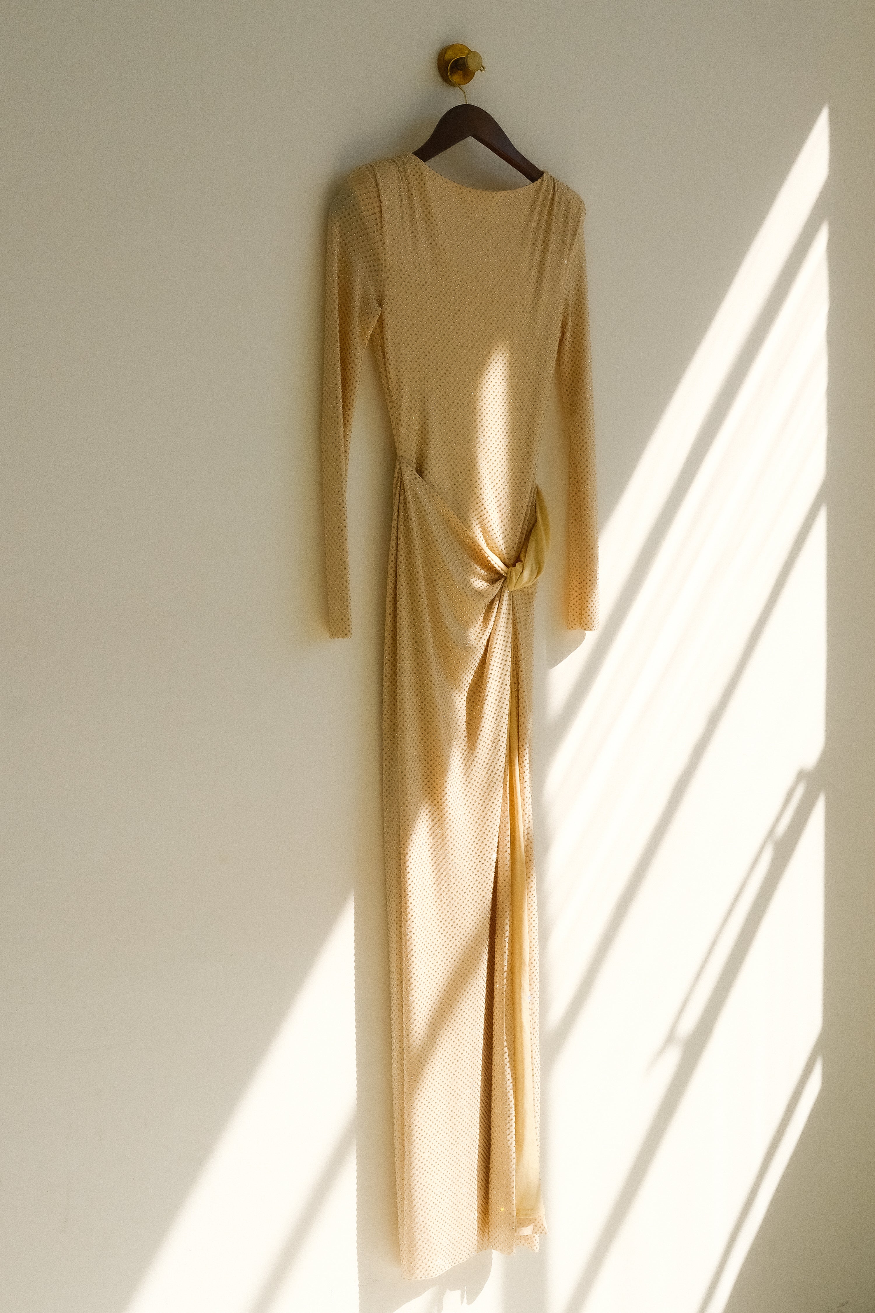 Deanna Long Sleeve Diamante Maxi Dress - Gold - Image 9