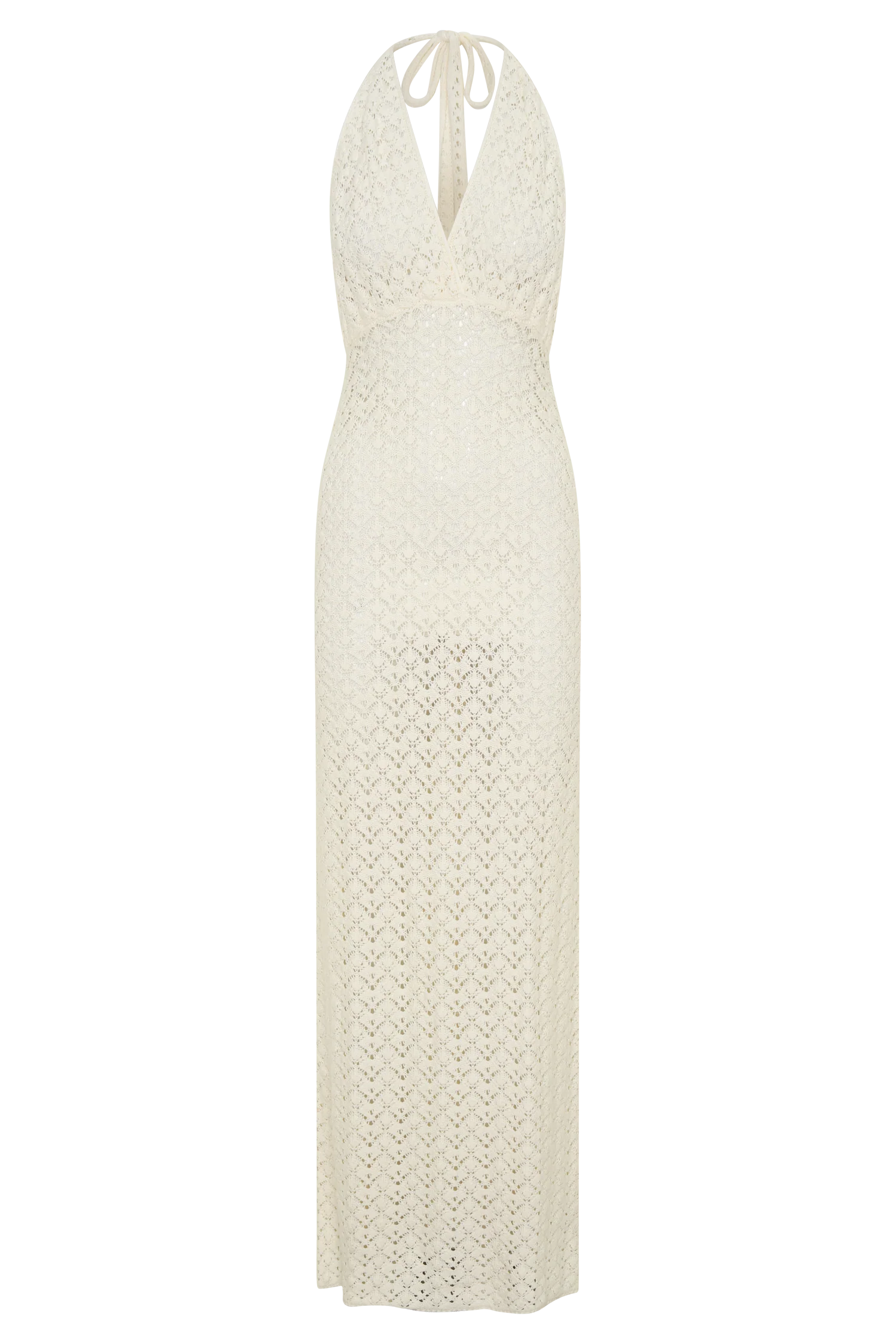Deeliah Halterneck Crochet Maxi Dress -  Ivory - Image 9