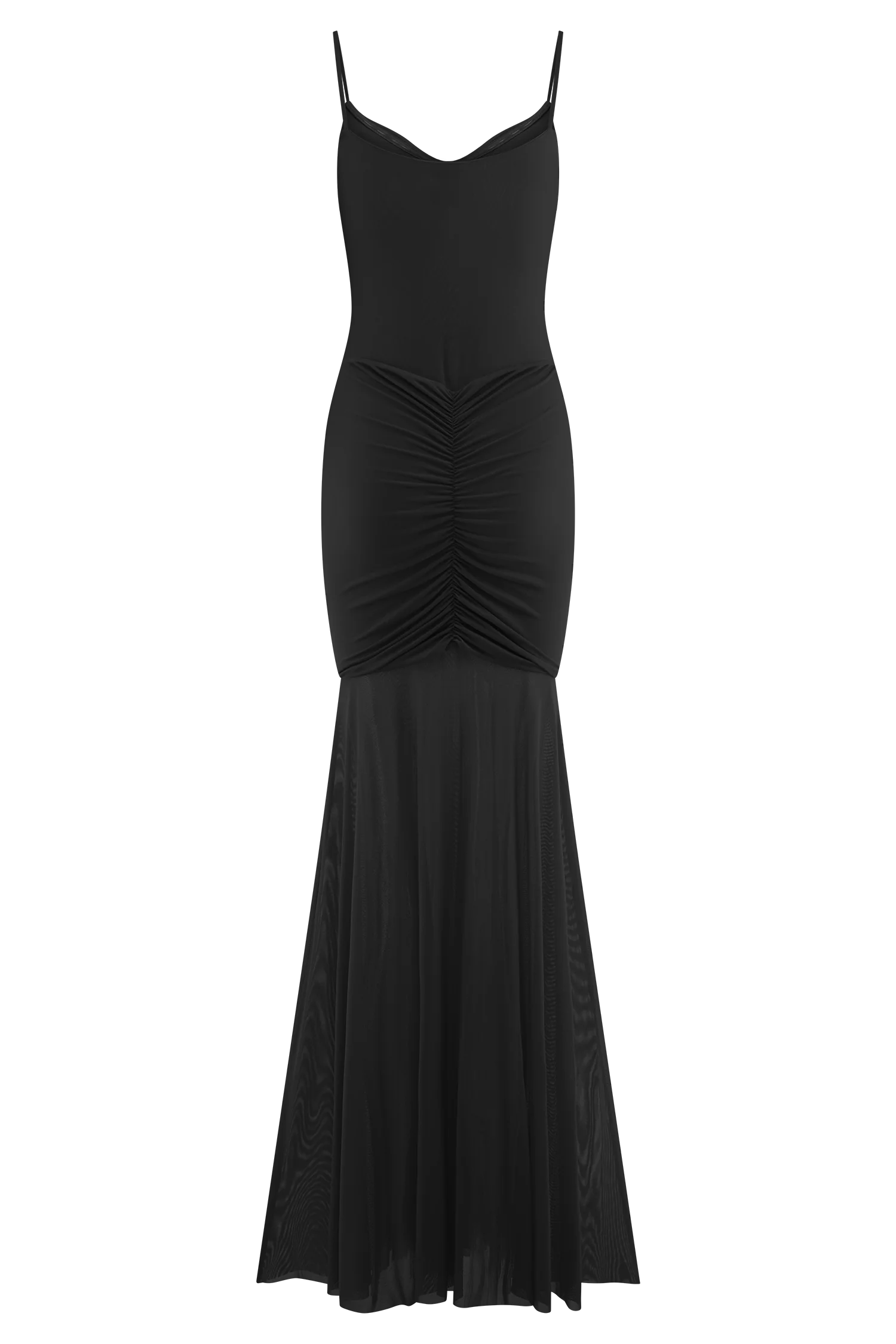 Delaney Slinky And Mesh Maxi Dress - Black - Image 7