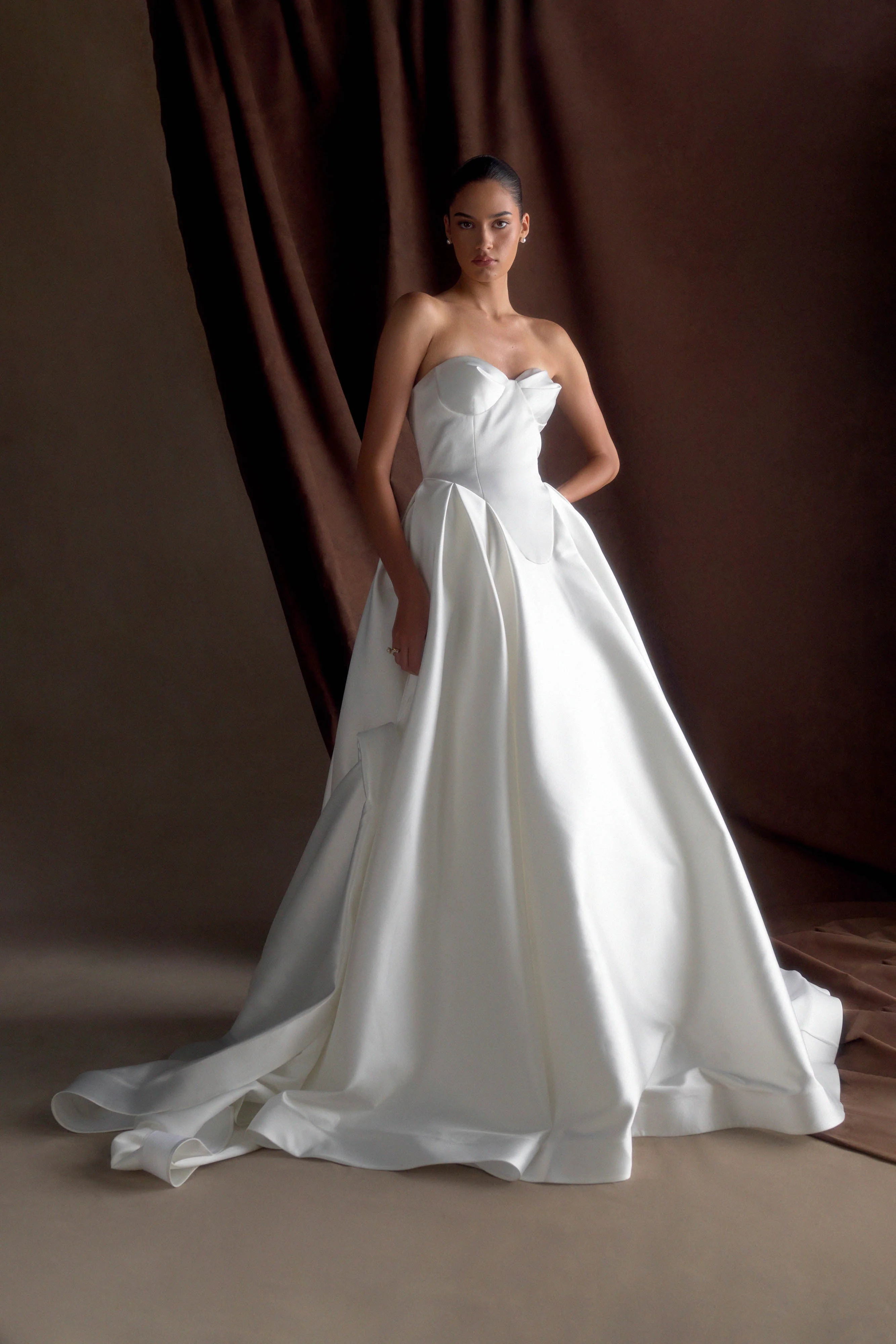 Delphine Satin Strapless Maxi Gown - White - Image 3