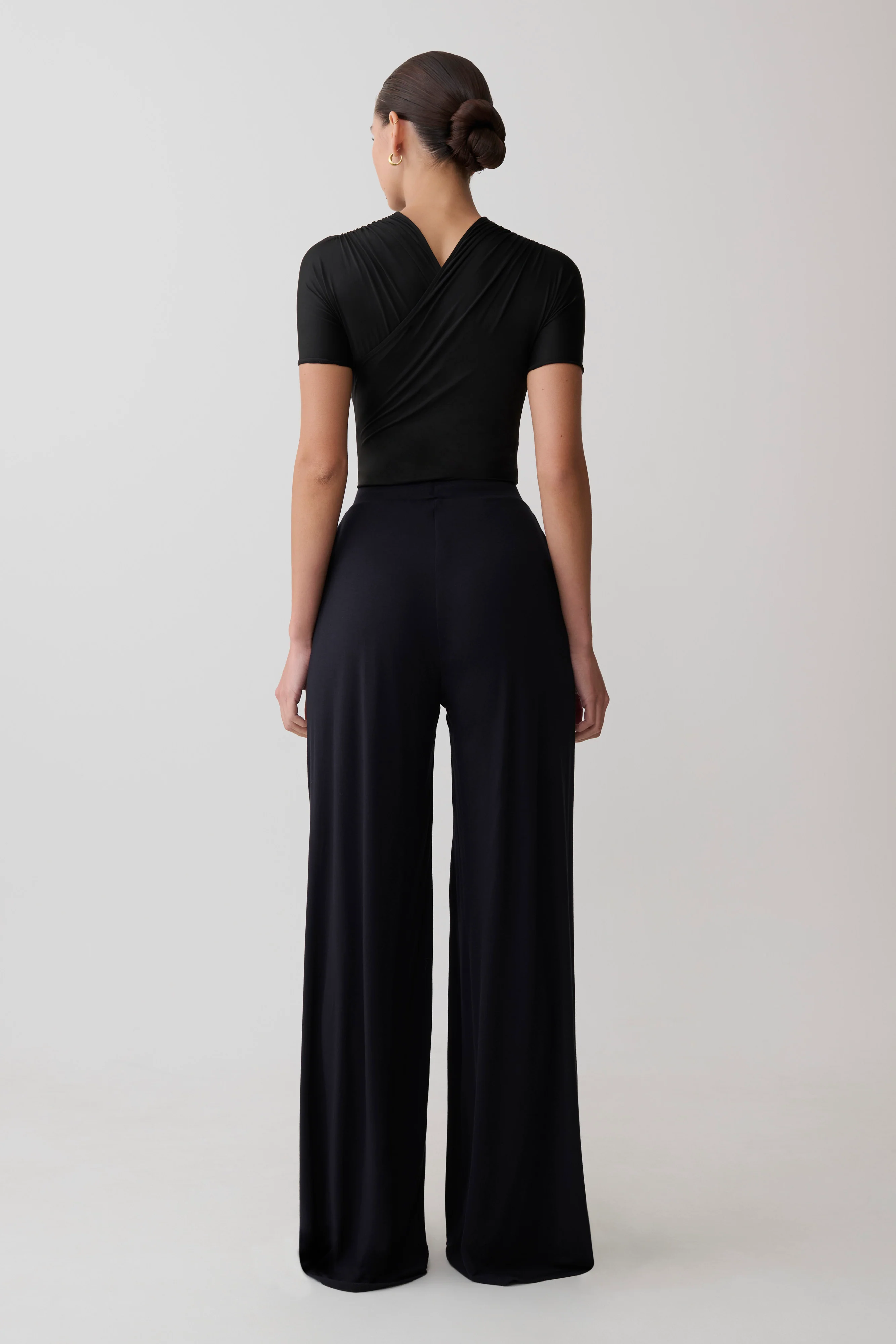 Dewi Wide Leg Modal Pants - Black - Image 3