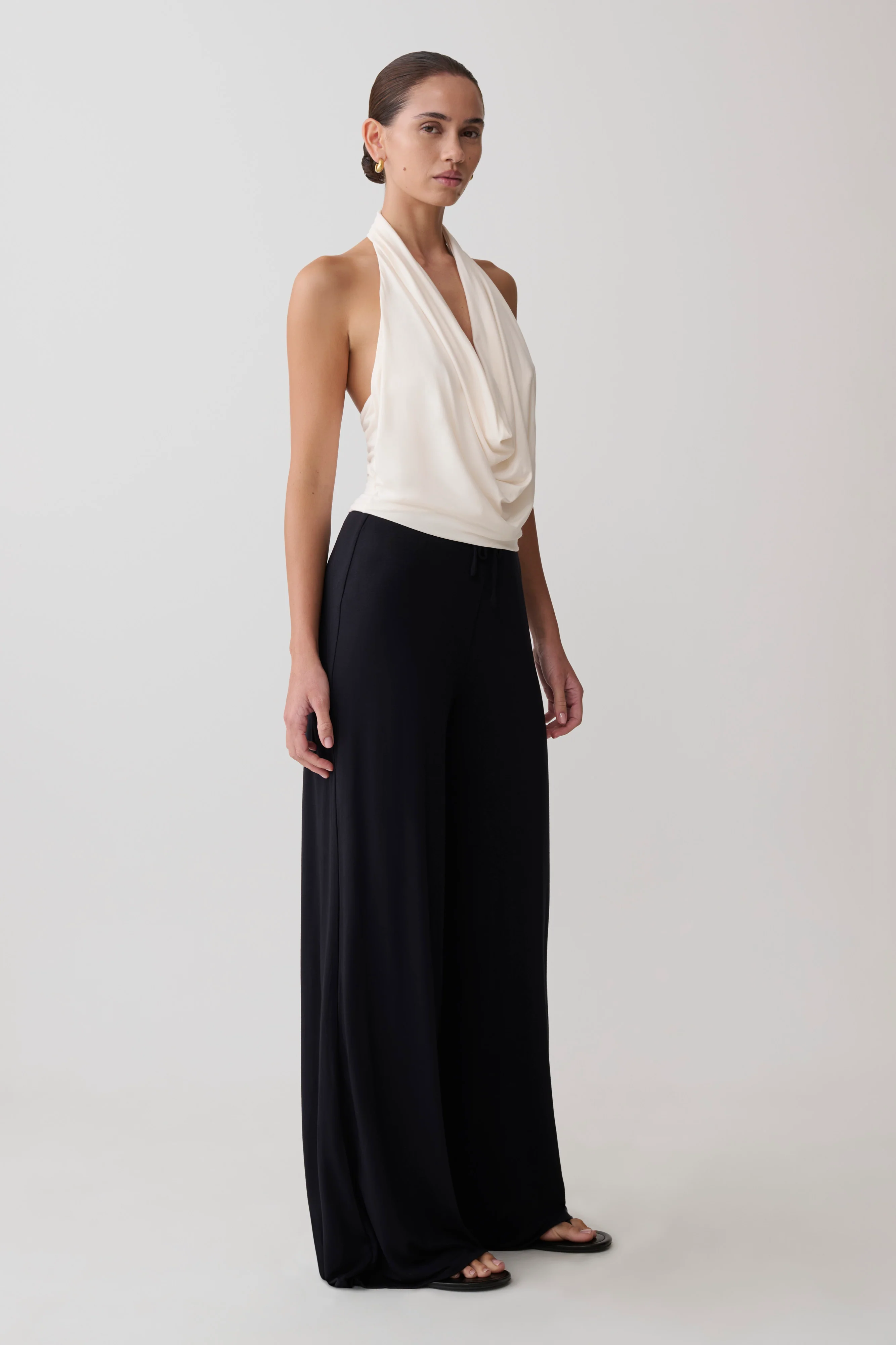 Dewi Wide Leg Modal Pants - Black - Image 6