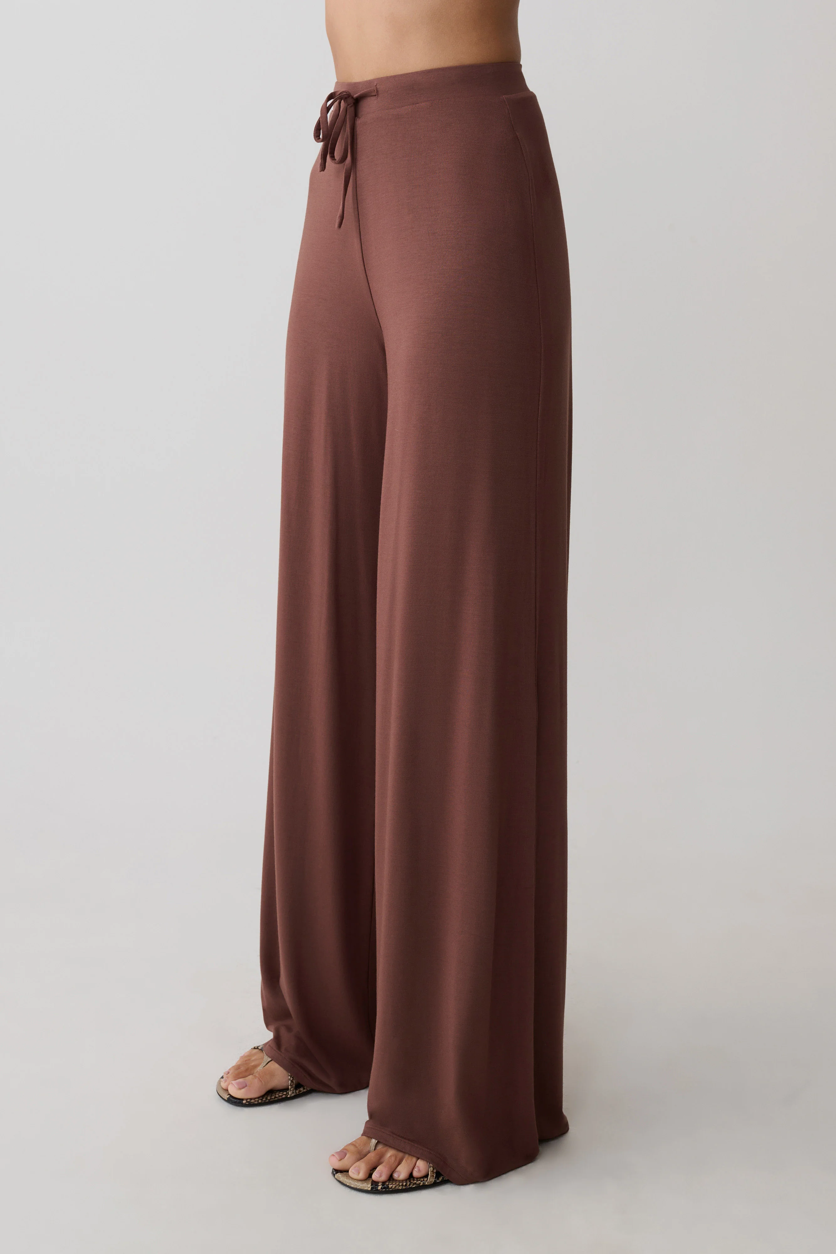 Dewi Wide Leg Modal Pants - Chocolate - Image 7