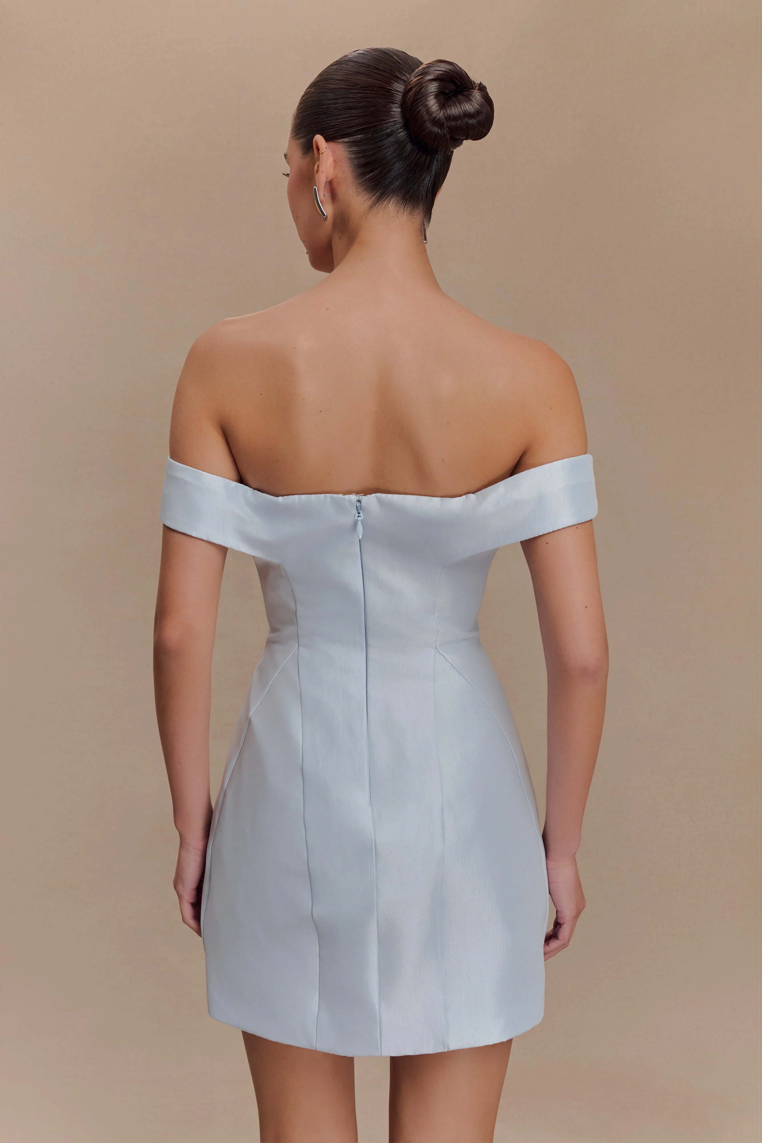 Diana Off Shoulders Mini Dress - Powder Baby Blue - Image 2