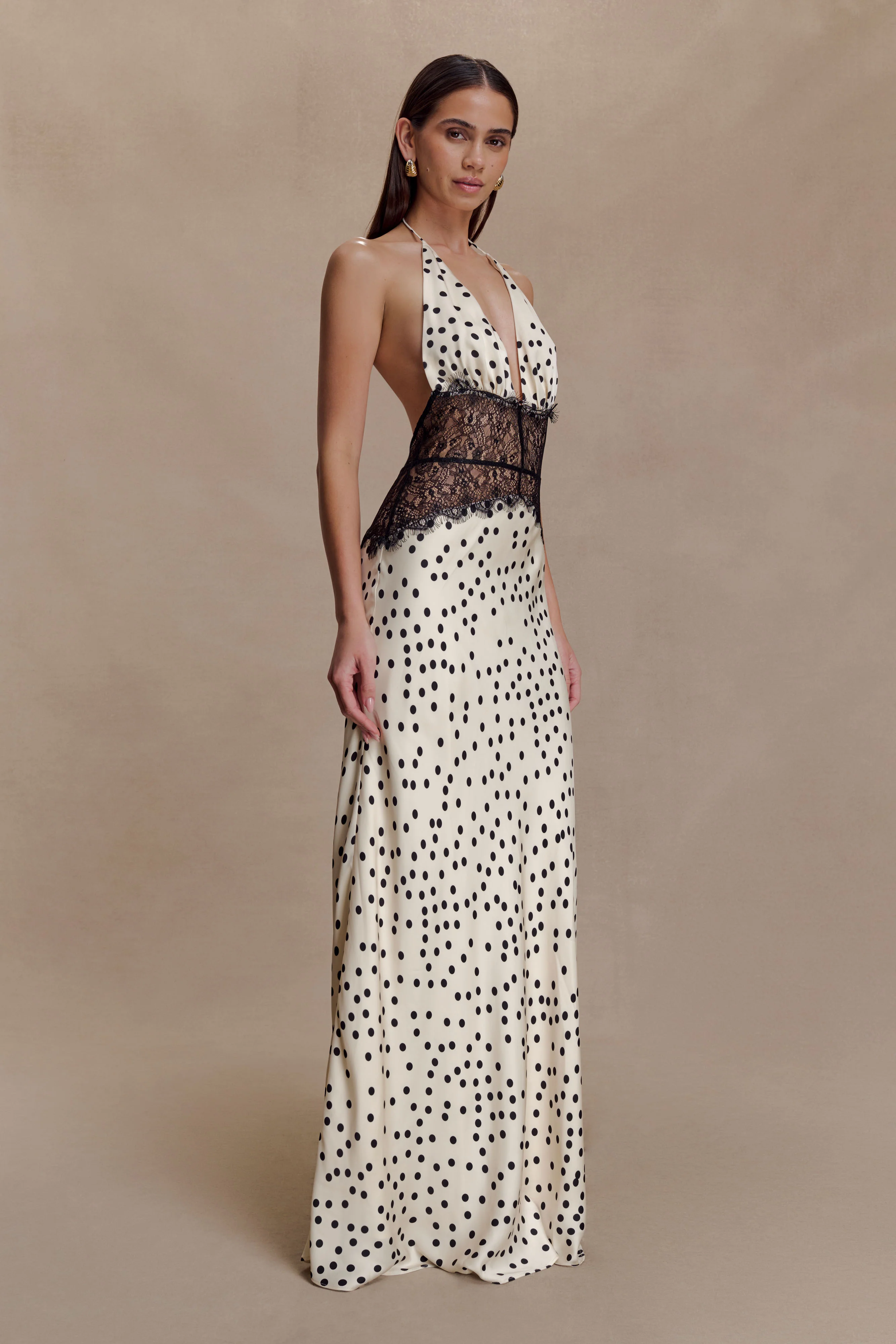 Dinah Lace And Satin Maxi Dress - Polkadot - Image 4